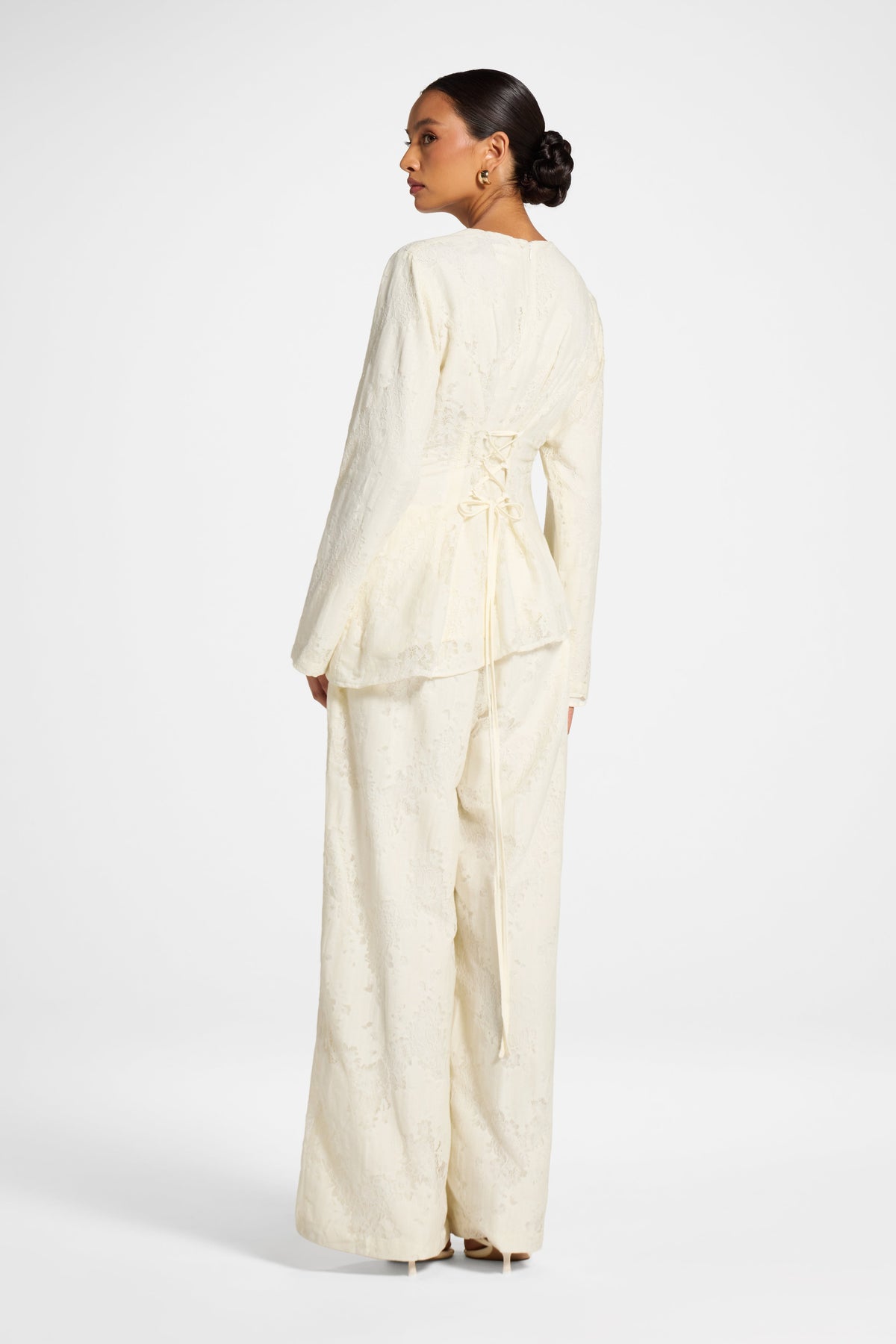 Cotton Lace Asymmetric Top - Vintage White Top Veiled 