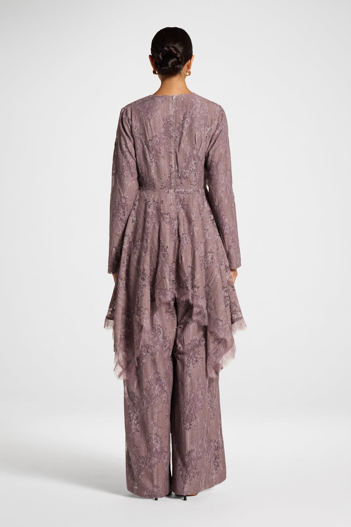Cotton Lace Handkerchief Hem Top - Black Plum Top Veiled 