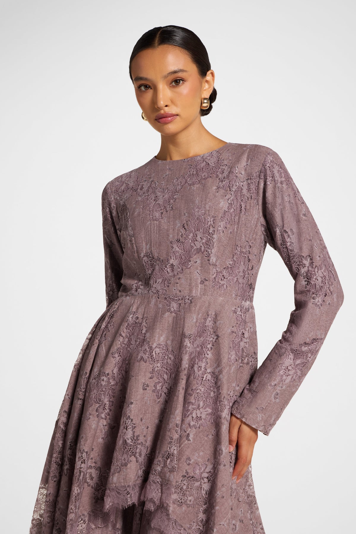 Cotton Lace Handkerchief Hem Top - Black Plum Top Veiled 