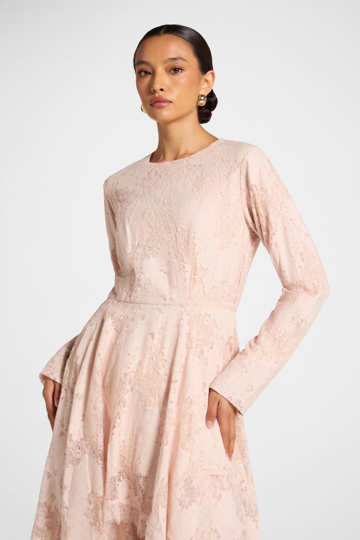 Cotton Lace Handkerchief Hem Top - Soft Pink Top Veiled 