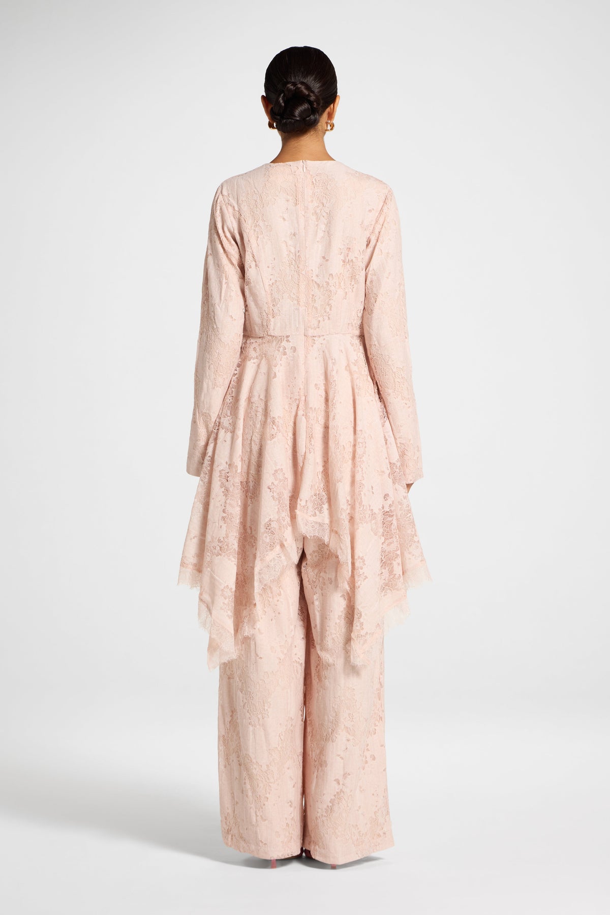 Cotton Lace Handkerchief Hem Top - Soft Pink Top Veiled 