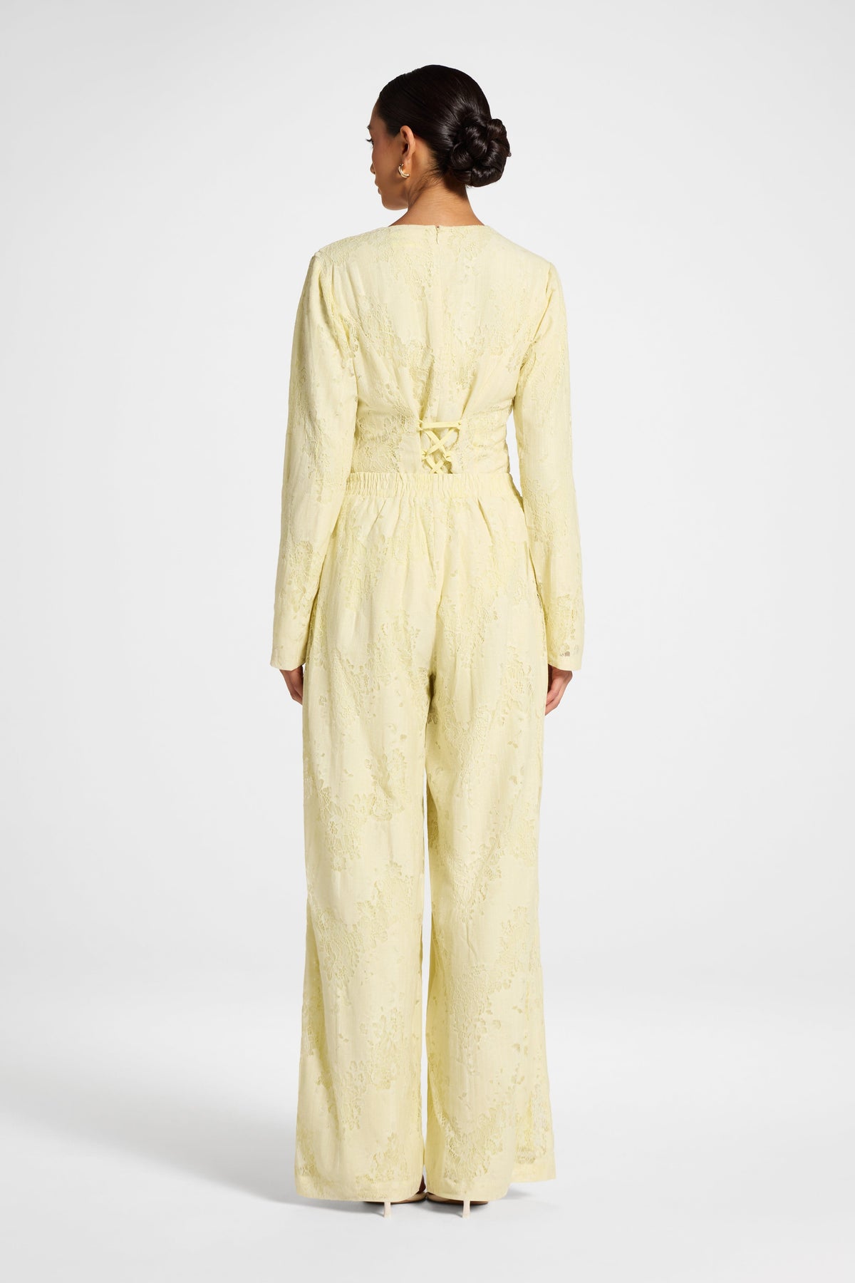 Cotton Lace Wide Leg Pant - Butter Yellow Pants Veiled 