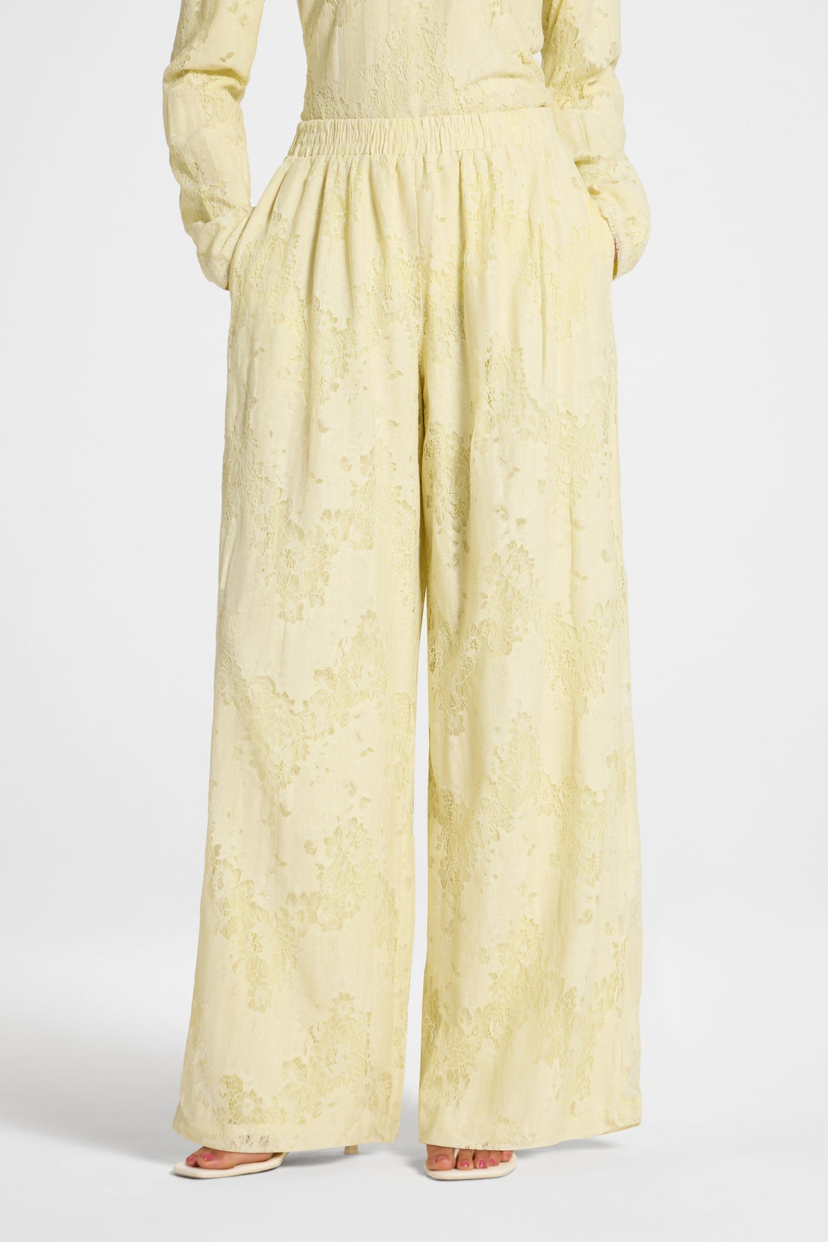 Cotton Lace Wide Leg Pant - Butter Yellow Pants Veiled 