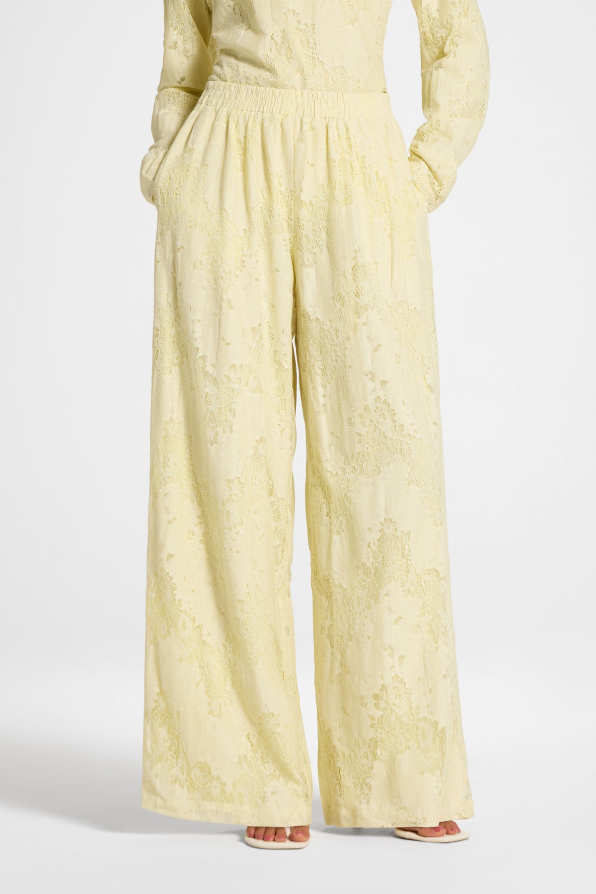 Cotton Lace Wide Leg Pant - Butter Yellow Pants Veiled 