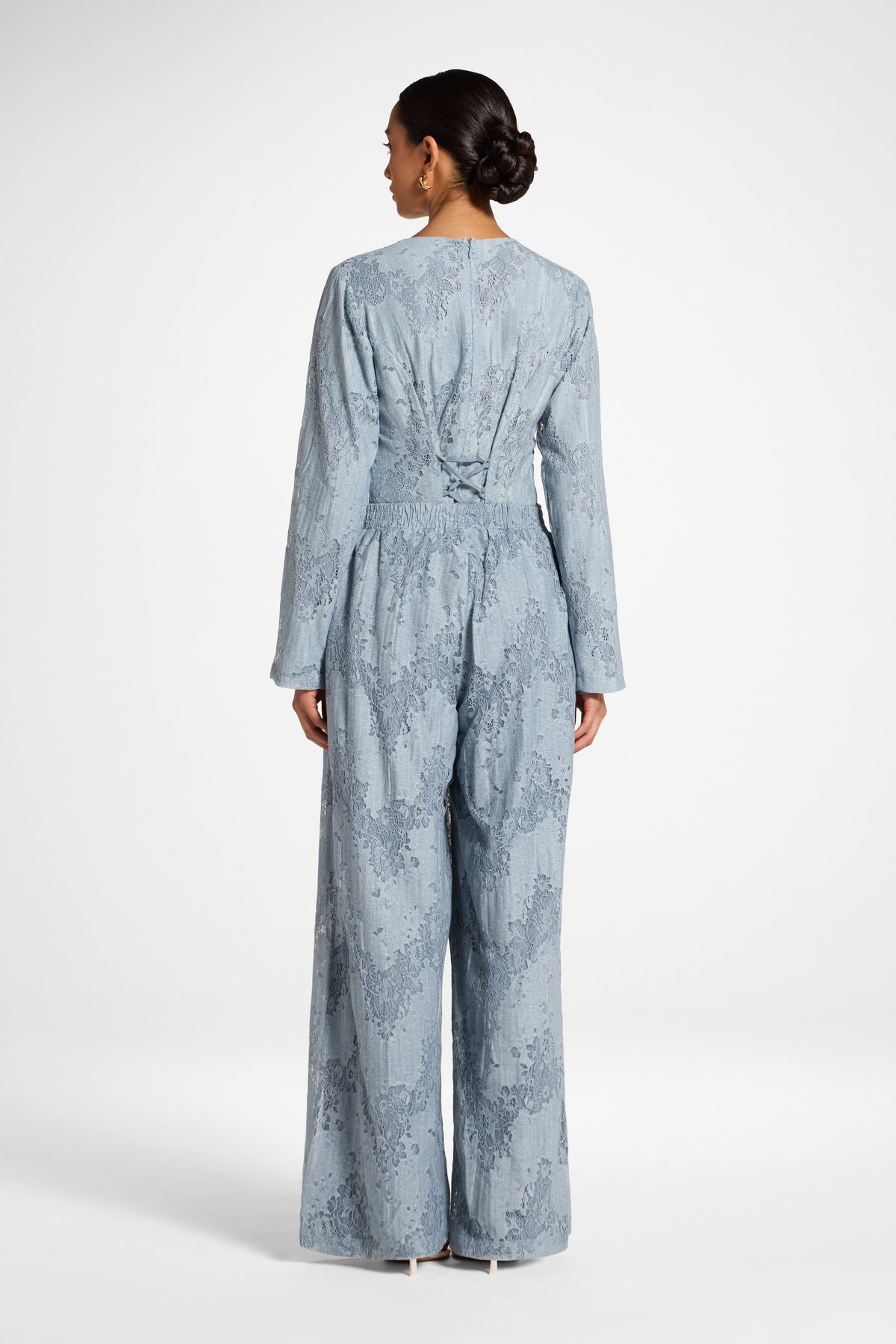 Cotton Lace Wide Leg Pant - Denim Pants Veiled 