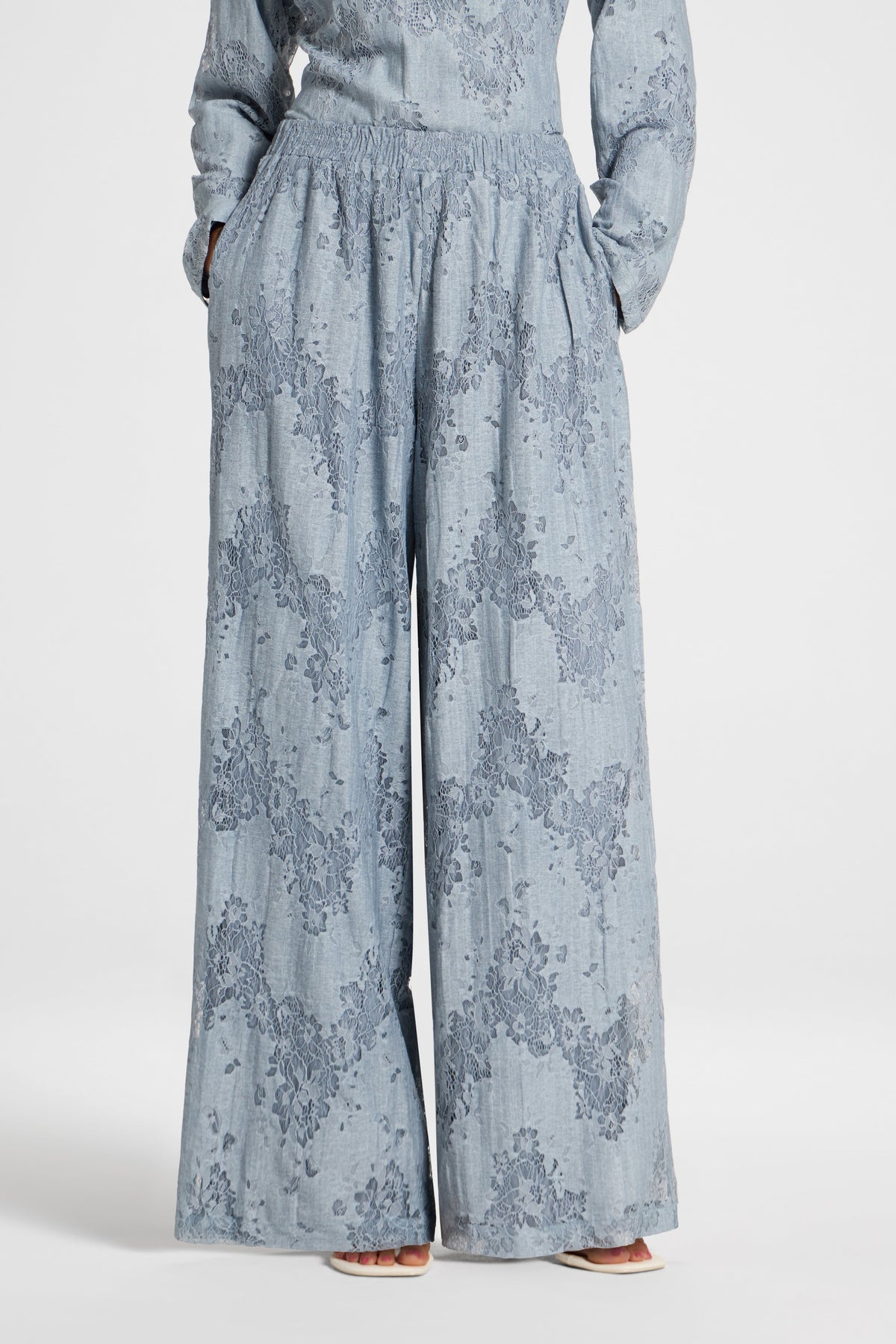 Cotton Lace Wide Leg Pant - Denim Pants Veiled 