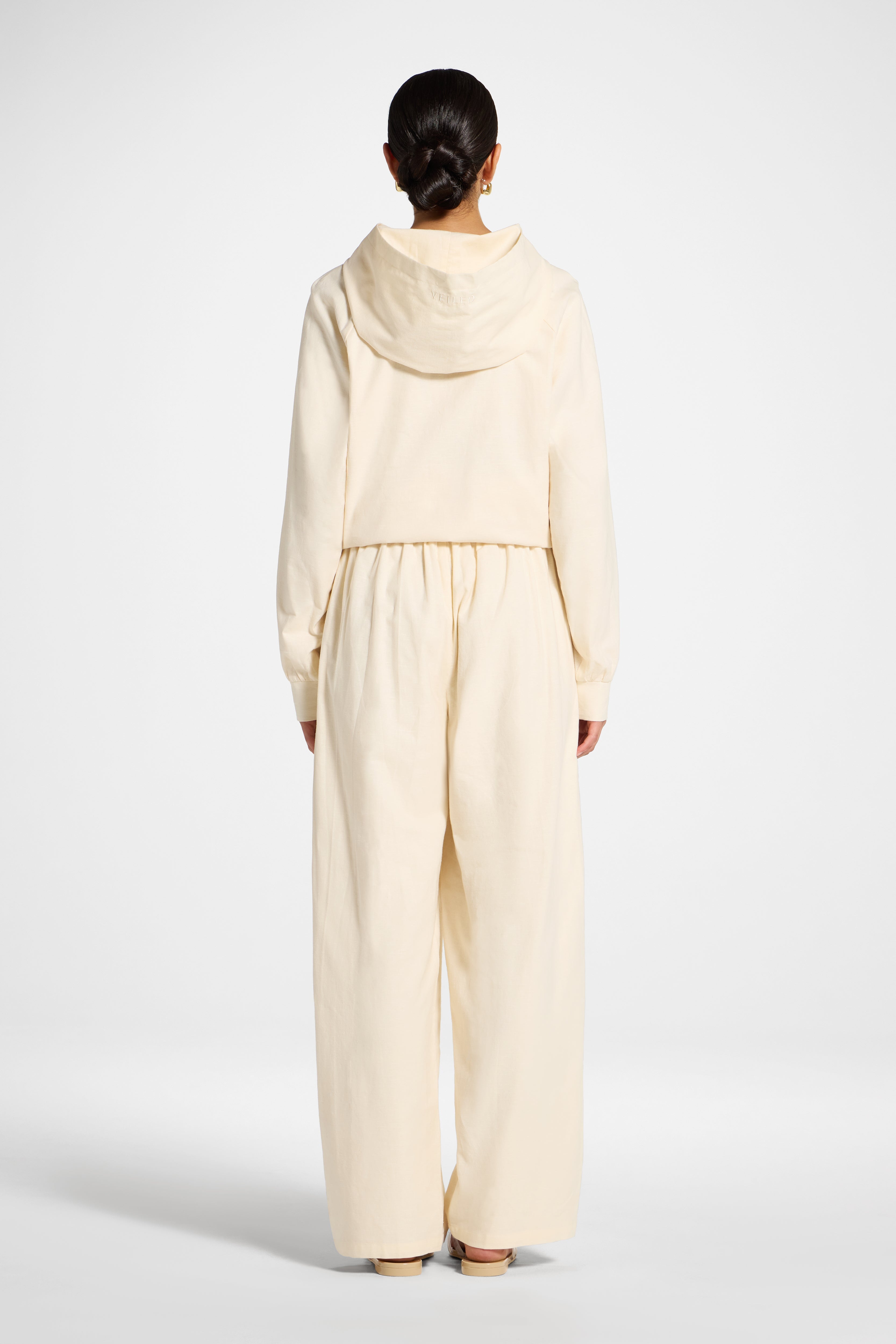 Cotton Linen Barrel Pants - Off White Abayas Veiled 