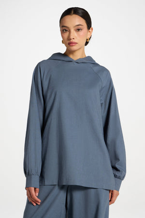 Cotton Linen Hoodie - Storm
