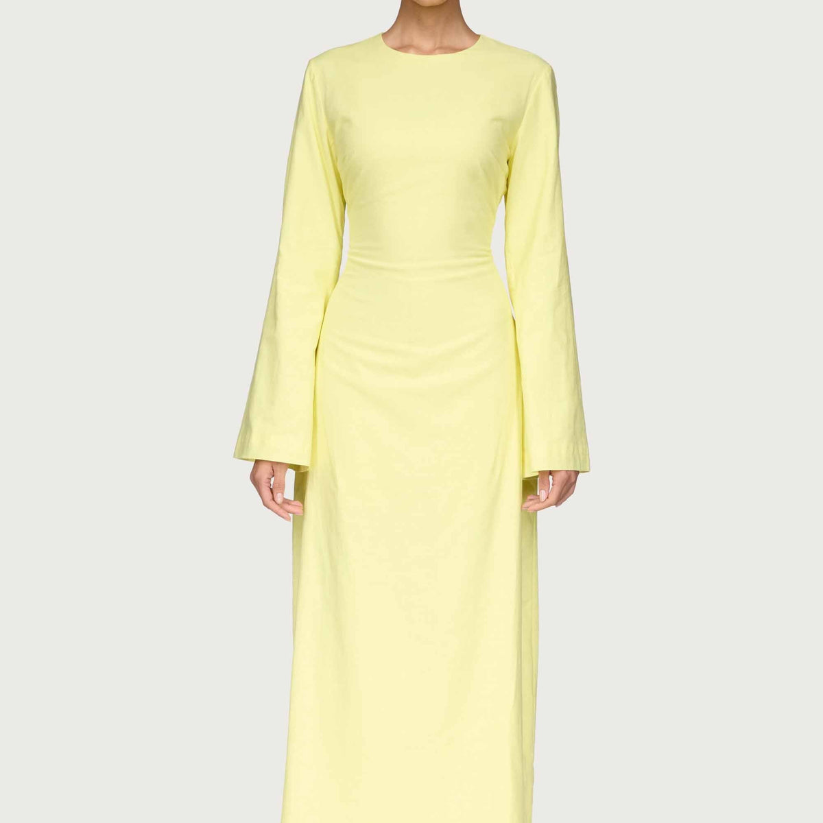 Cotton Linen Lace Up Back Maxi Dress
