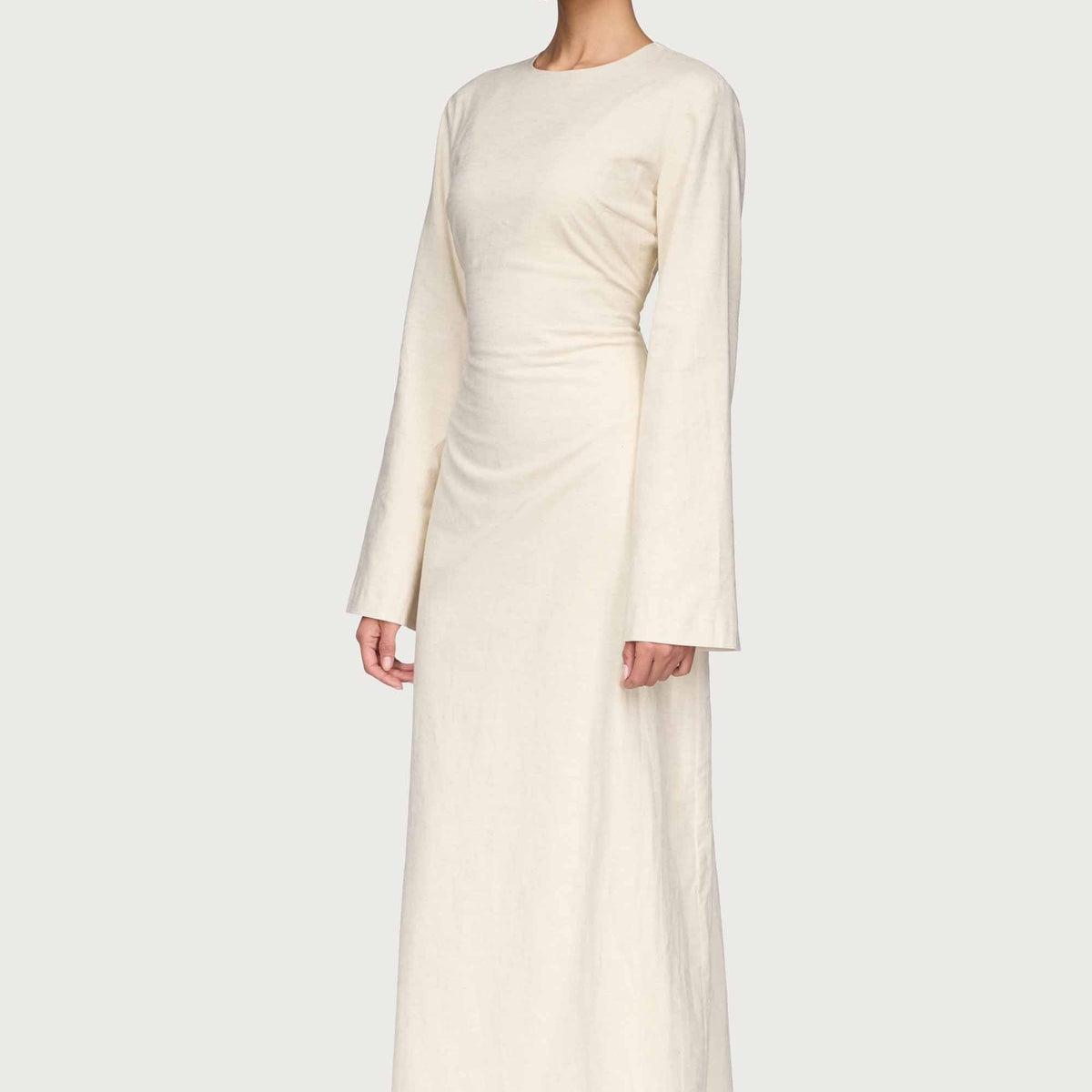 Cotton Linen Lace Up Back Maxi Dress