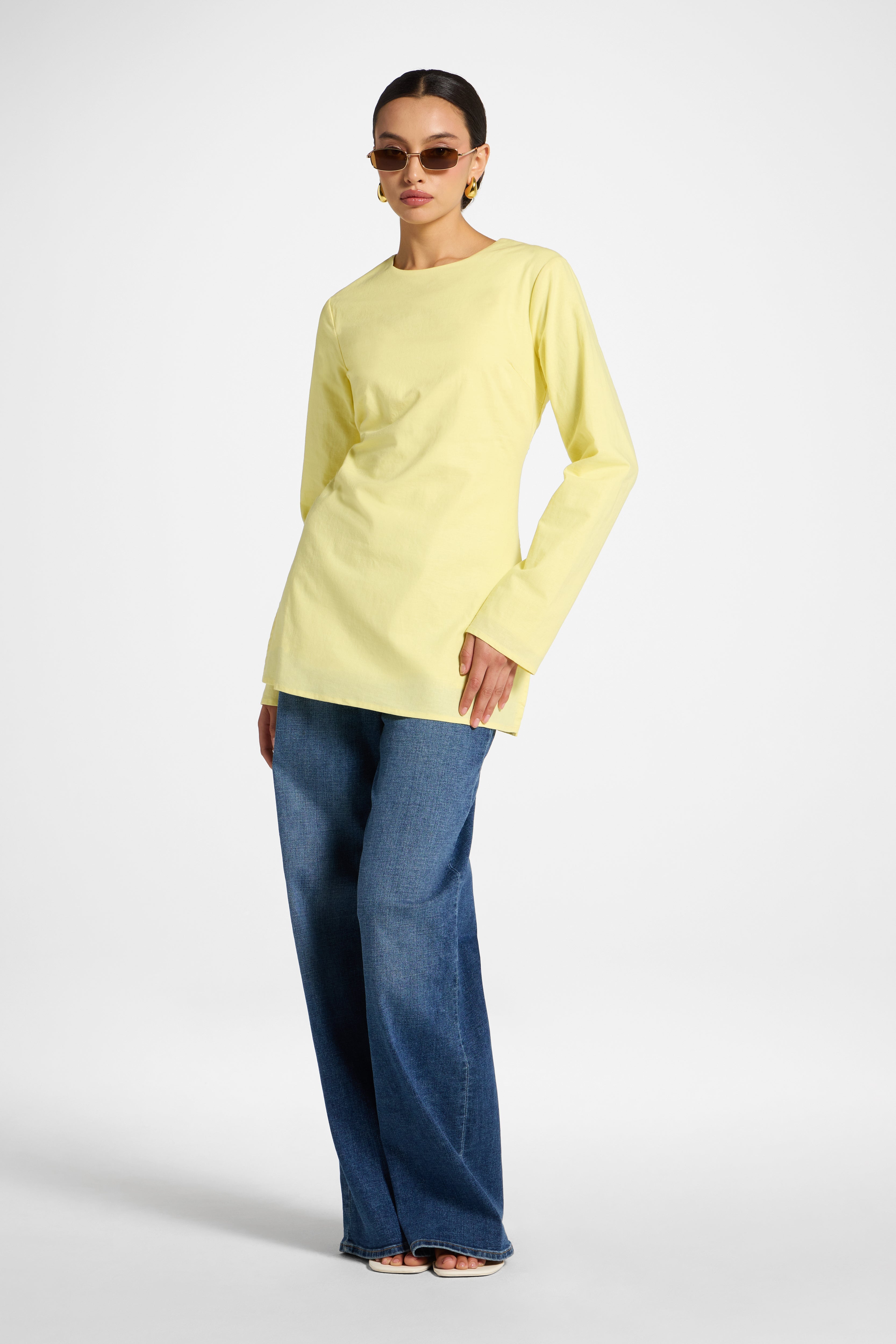 Cotton Linen Lace Up Back Top - Limon Abayas Veiled 