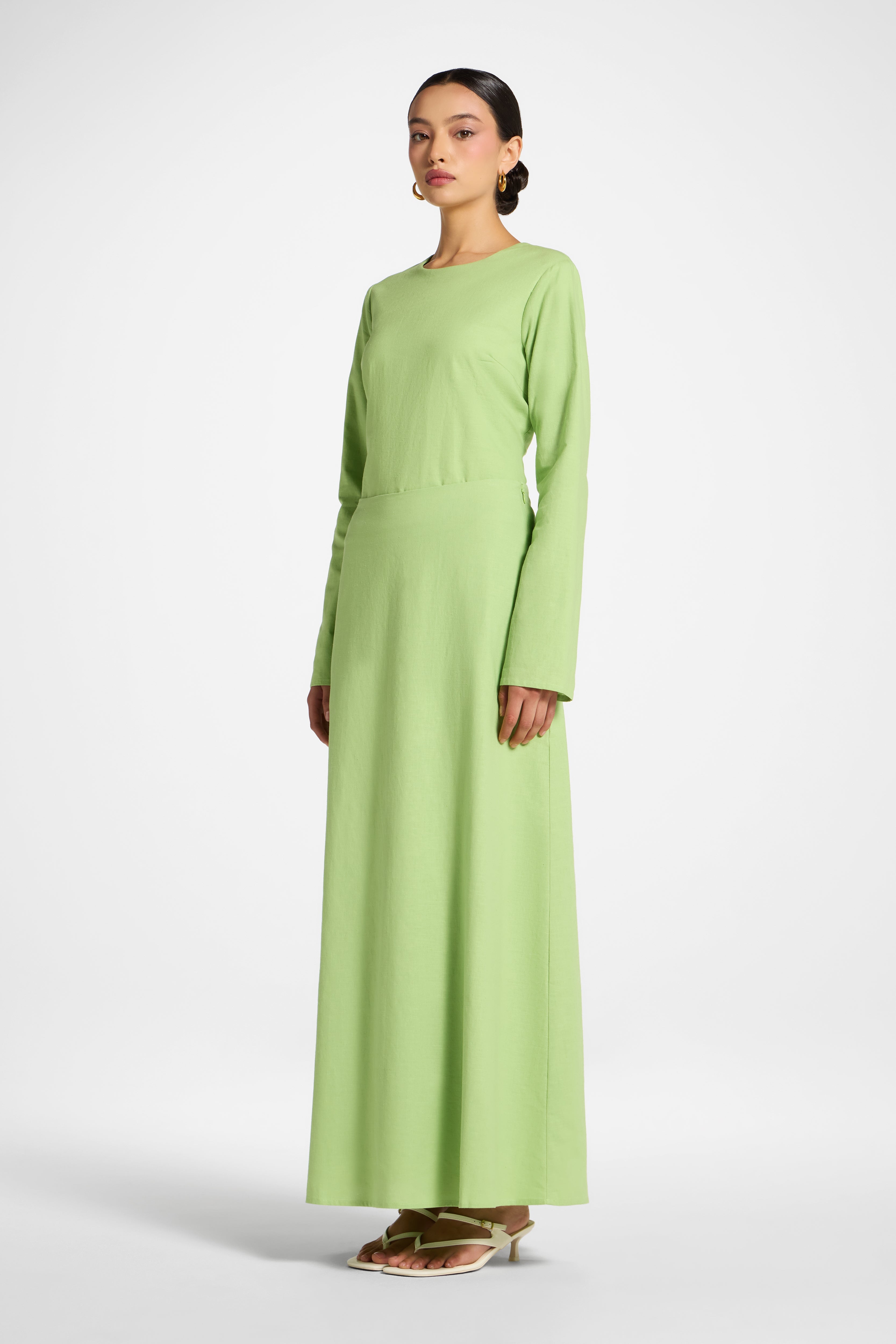 Cotton Linen Maxi Skirt - Kiwi Abayas Veiled 