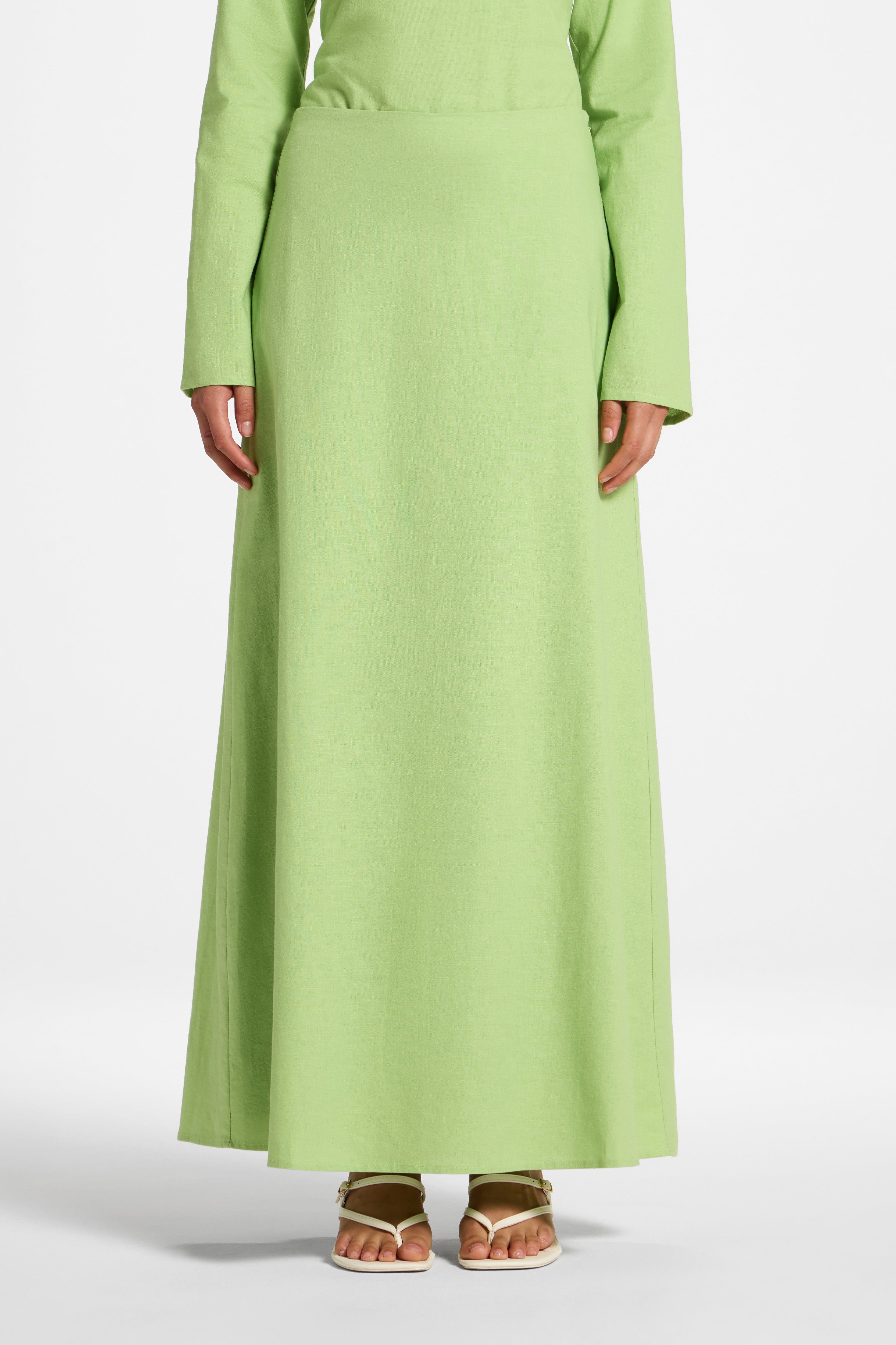 Cotton Linen Maxi Skirt - Kiwi Abayas Veiled 