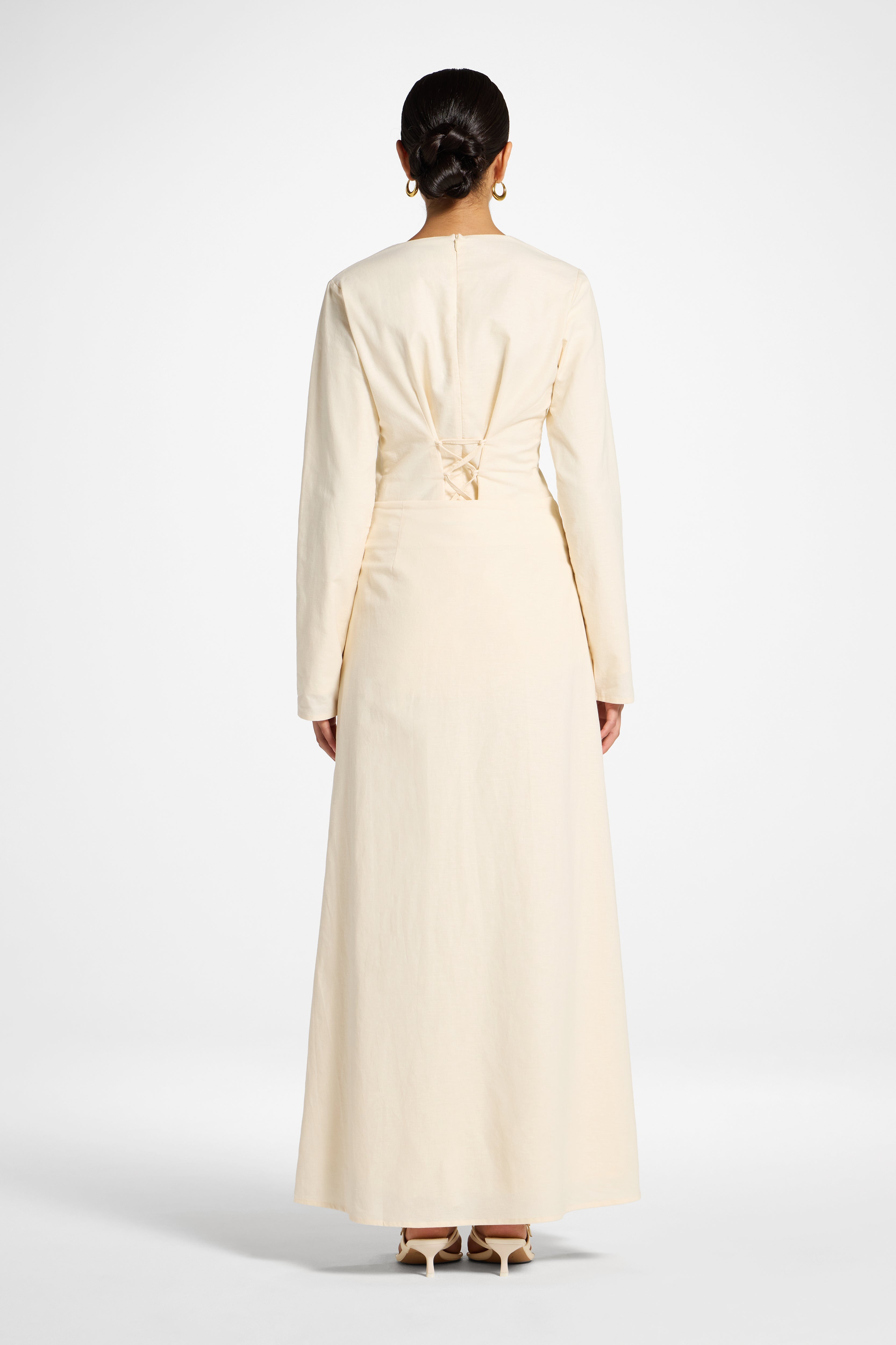 Cotton Linen Maxi Skirt - Off White Abayas Veiled 