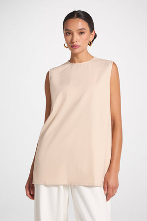 Cotton Linen Tank Top - Sand