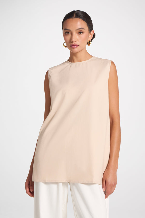 Cotton Linen Tank Top - Sand Veiled 