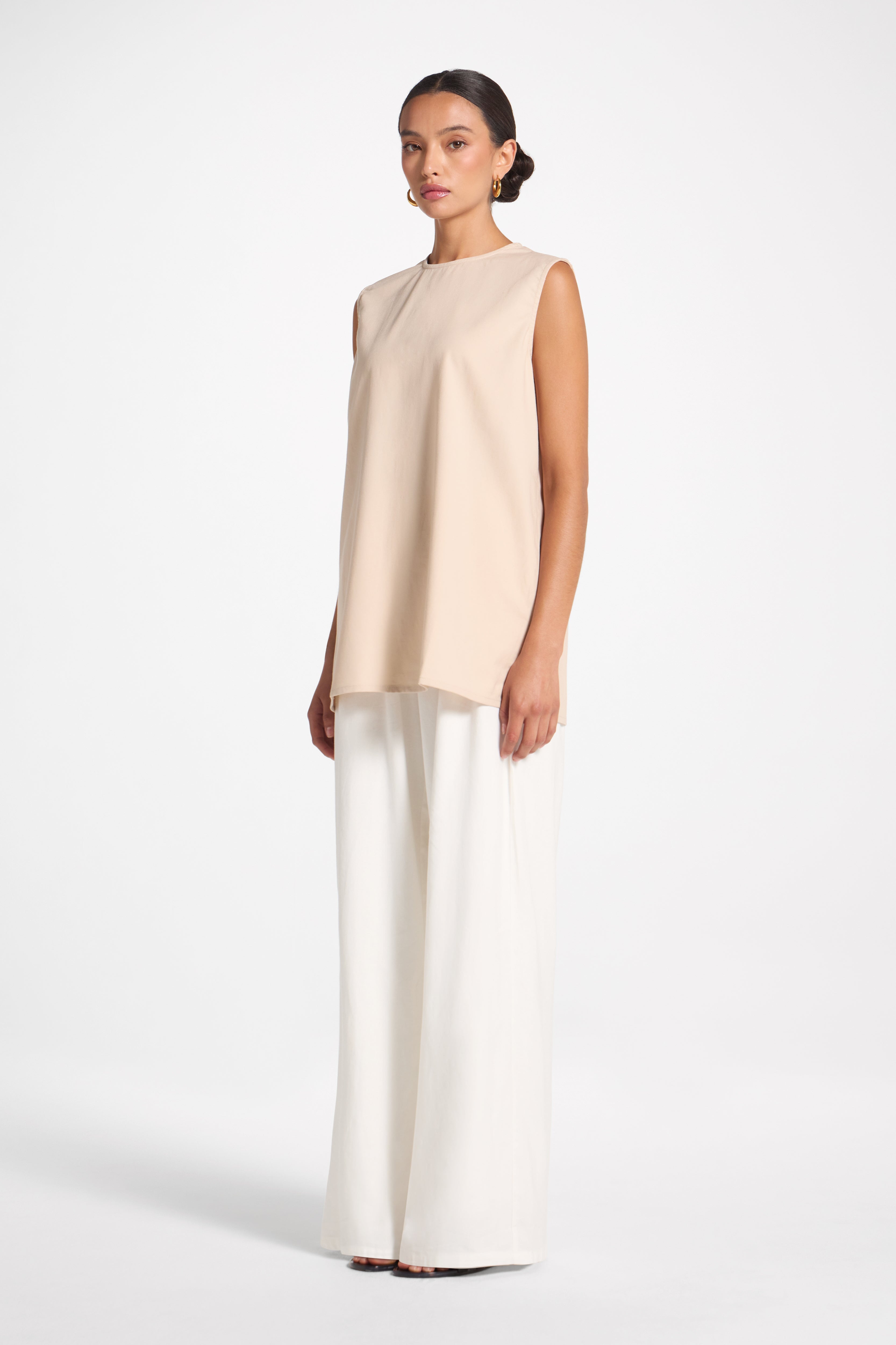 Cotton Linen Tank Top - Sand Veiled 