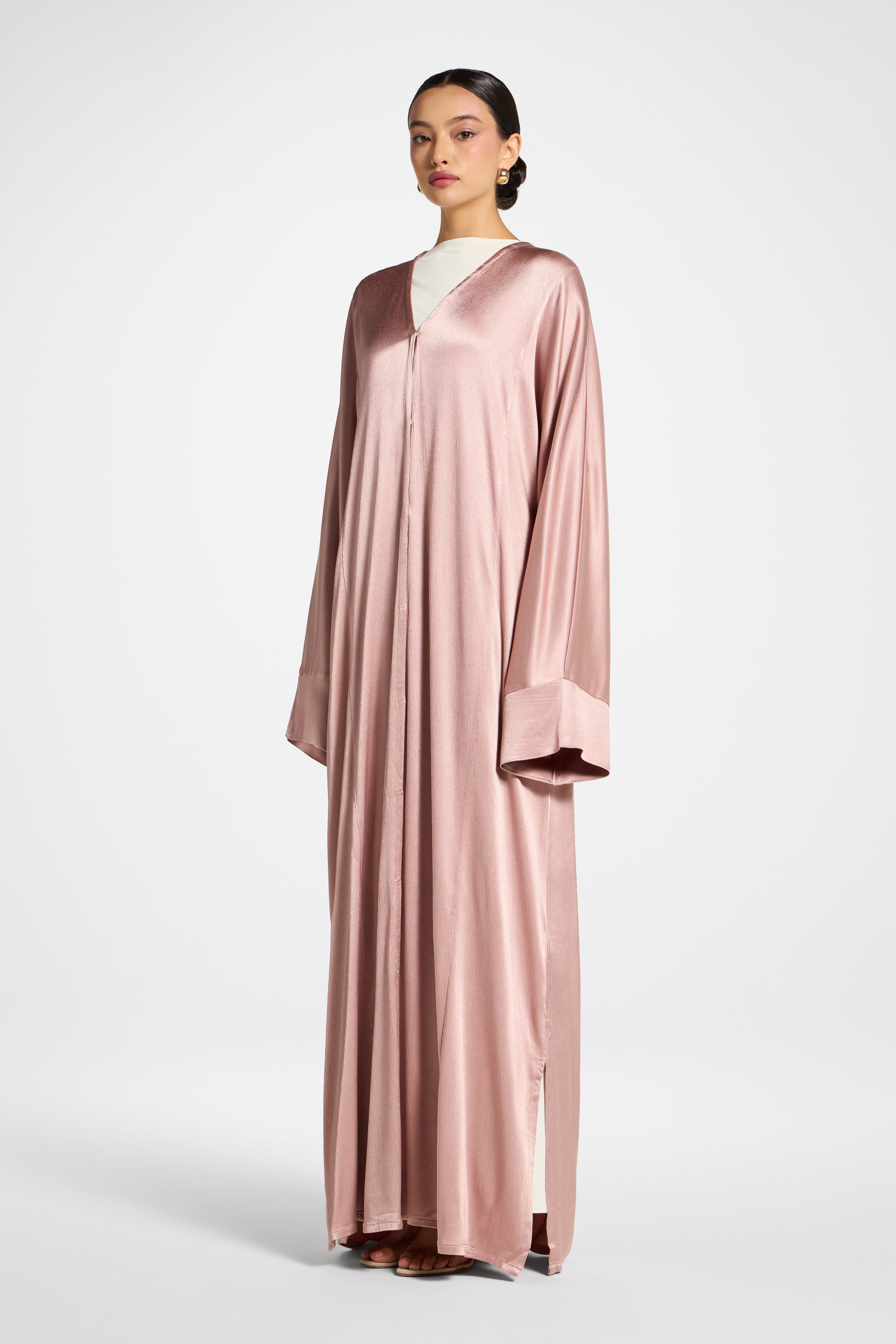 Cotton Open Abaya - Dusty Pink Abayas Veiled 