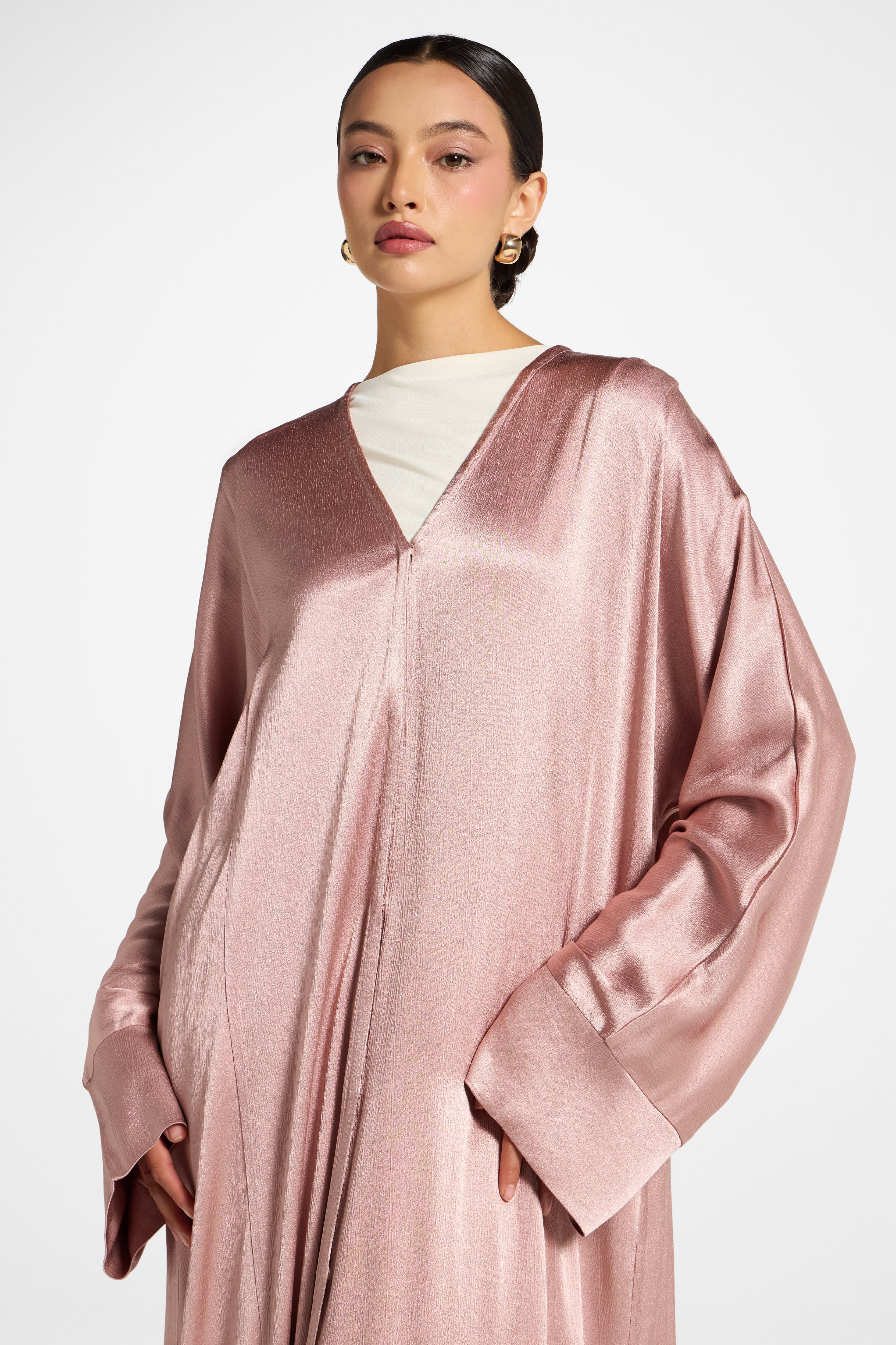 Cotton Open Abaya - Dusty Pink Abayas Veiled 