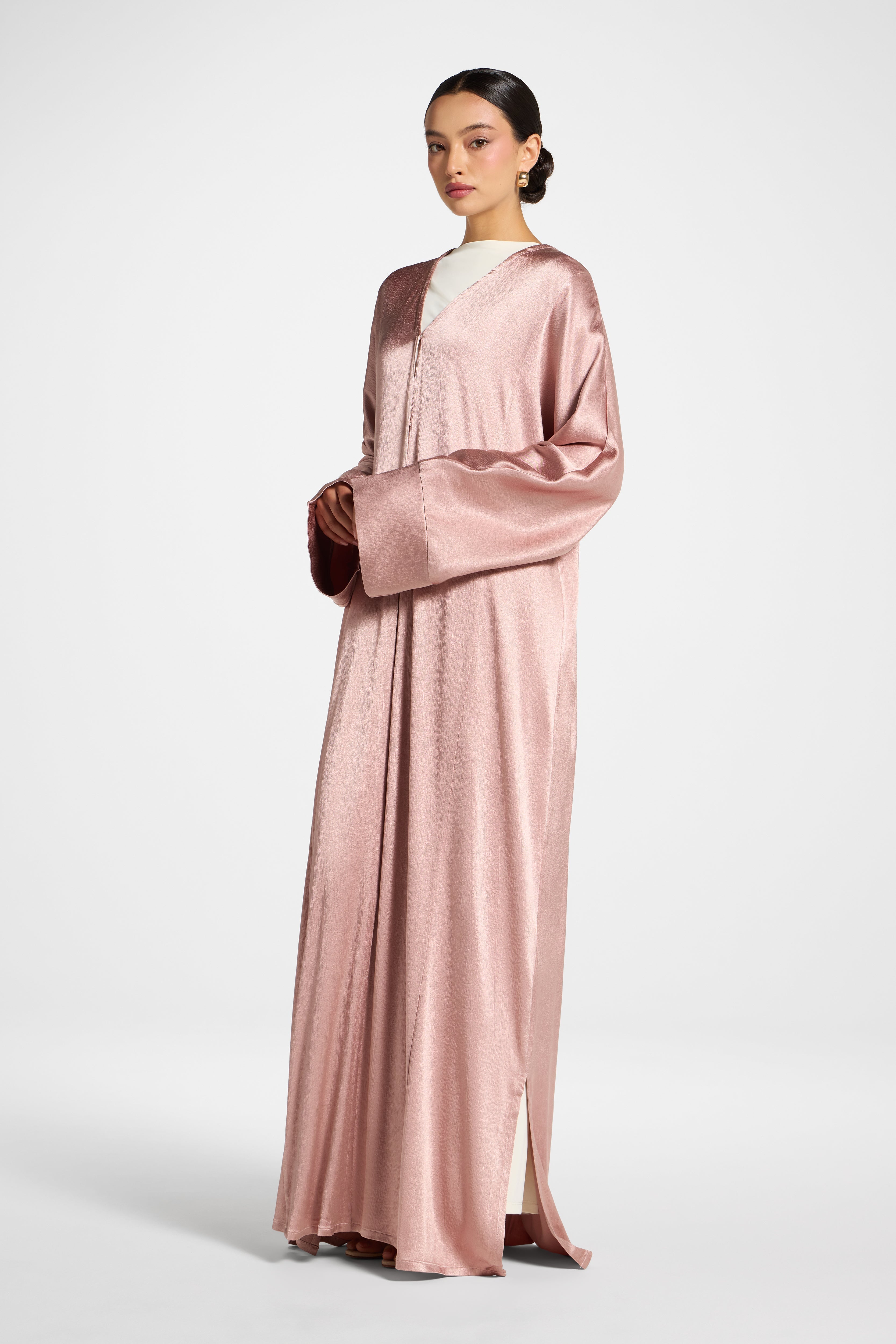 Cotton Open Abaya - Dusty Pink Abayas Veiled 
