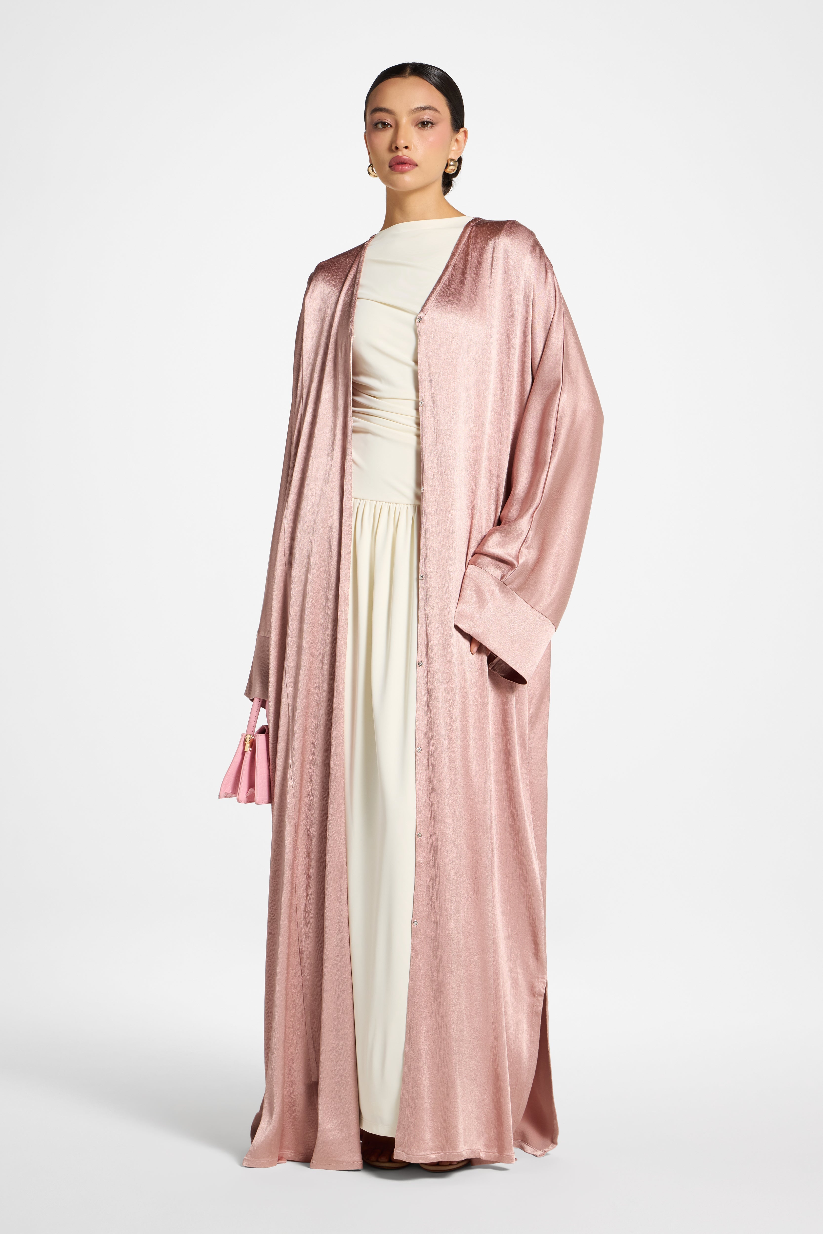 Cotton Open Abaya - Dusty Pink Abayas Veiled 