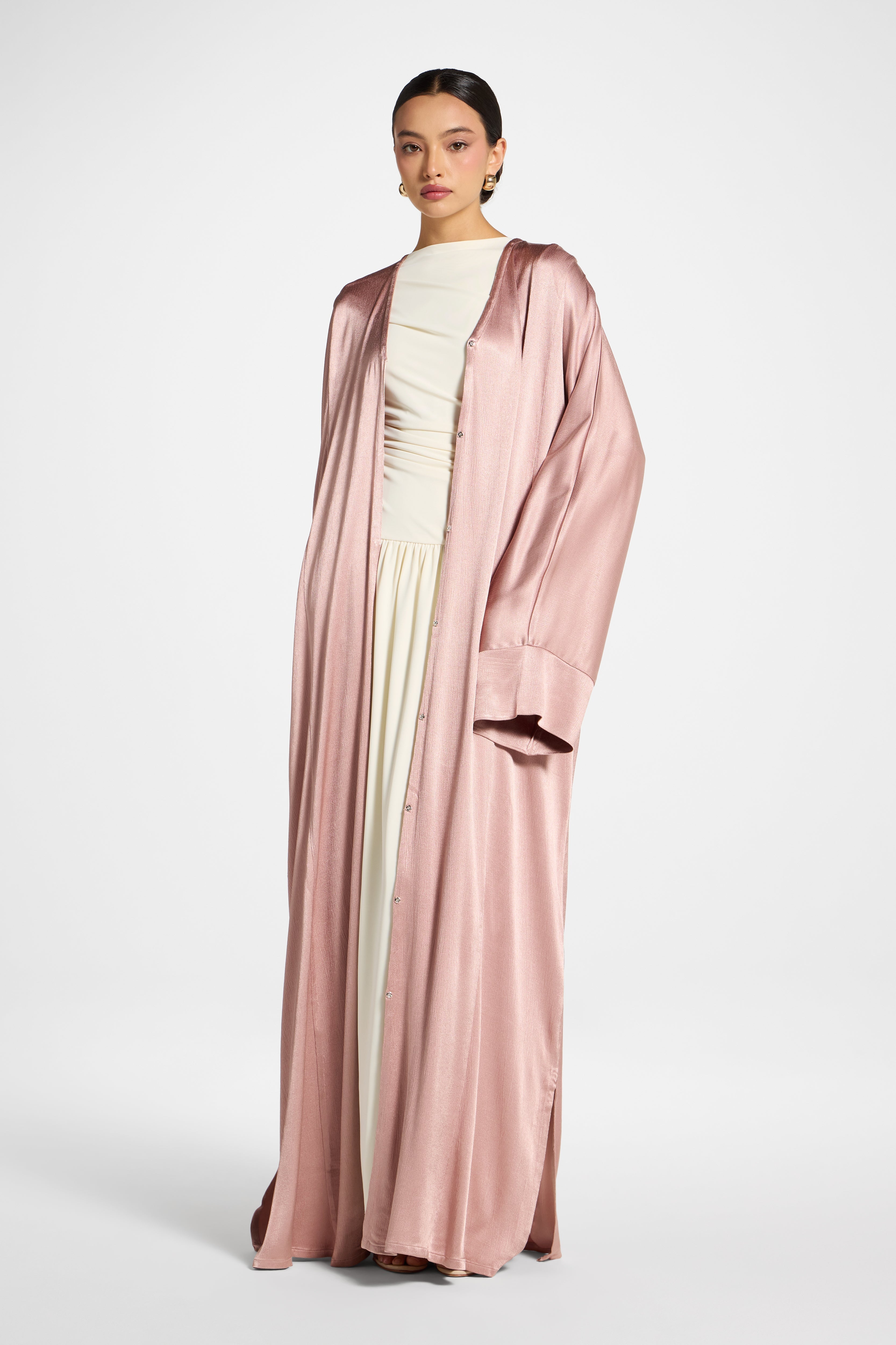 Cotton Open Abaya - Dusty Pink Abayas Veiled 