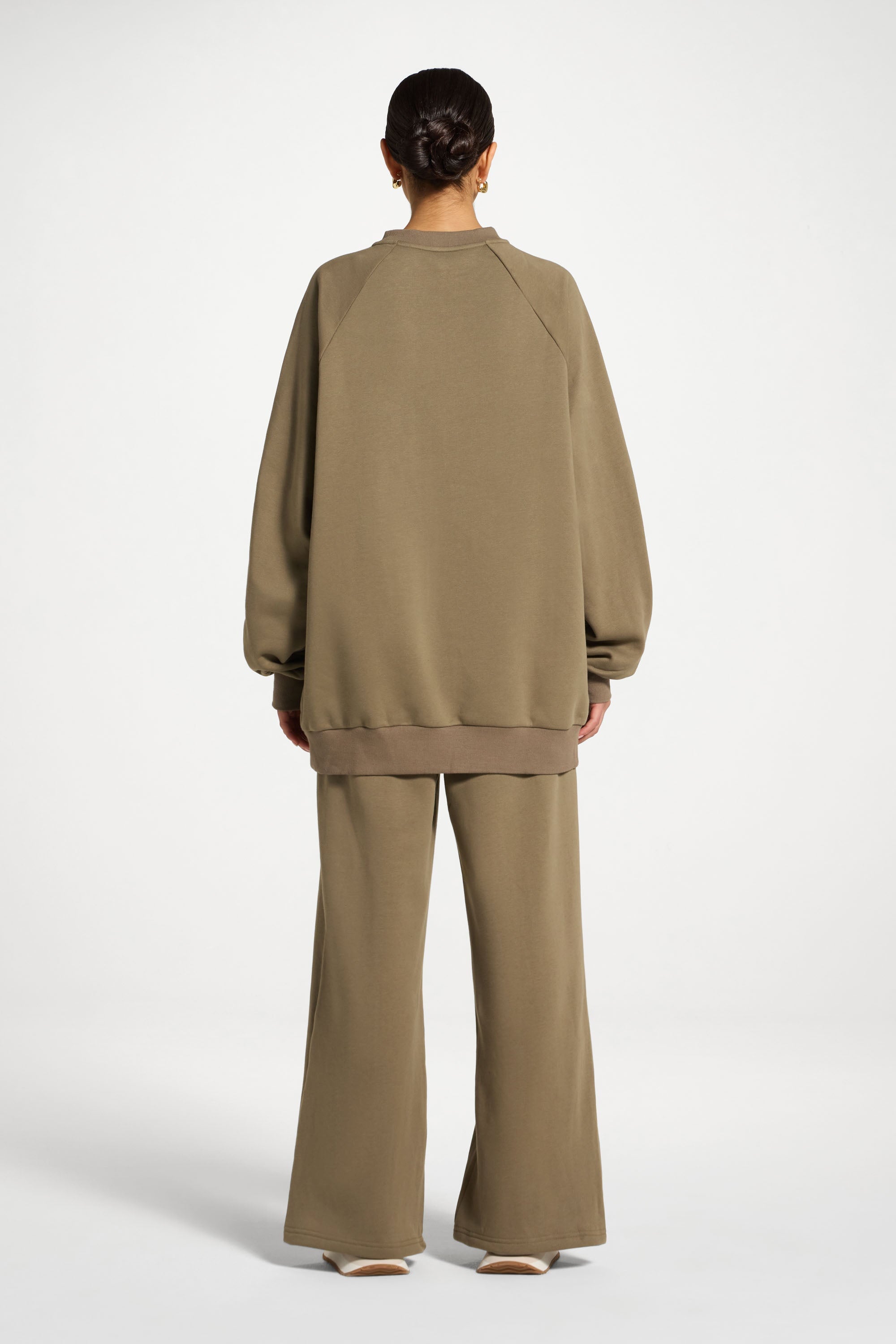 Cotton Pintuck Wide Leg Sweatpants - Midnight Moss Abayas Veiled 