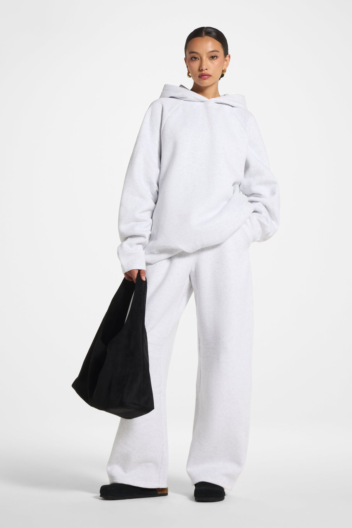 Cotton Pleated Lounge Set - Heather Grey Co-ord Set Veiled 