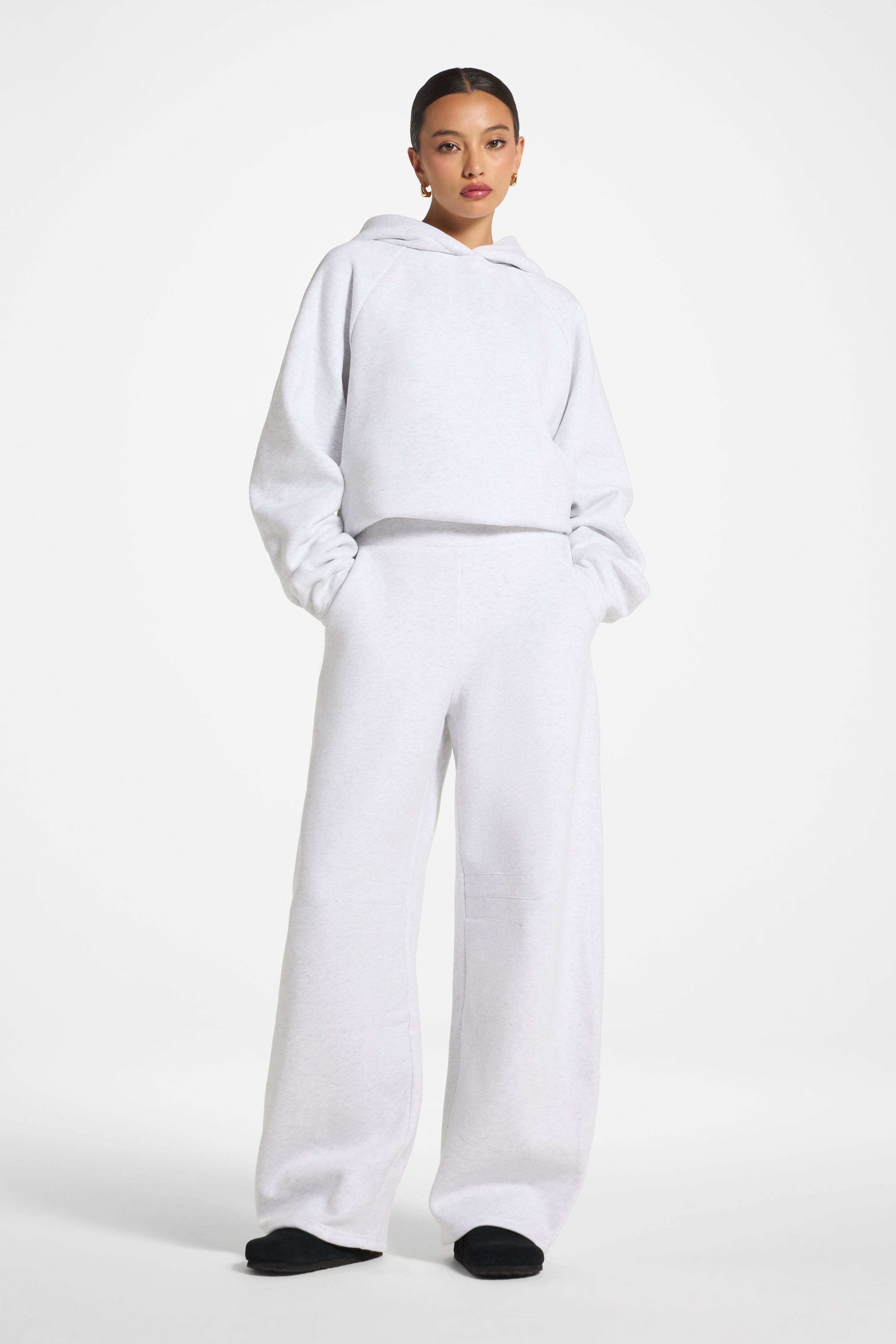 Cotton Pleated Lounge Set - Heather Grey Co-ord Set Veiled 