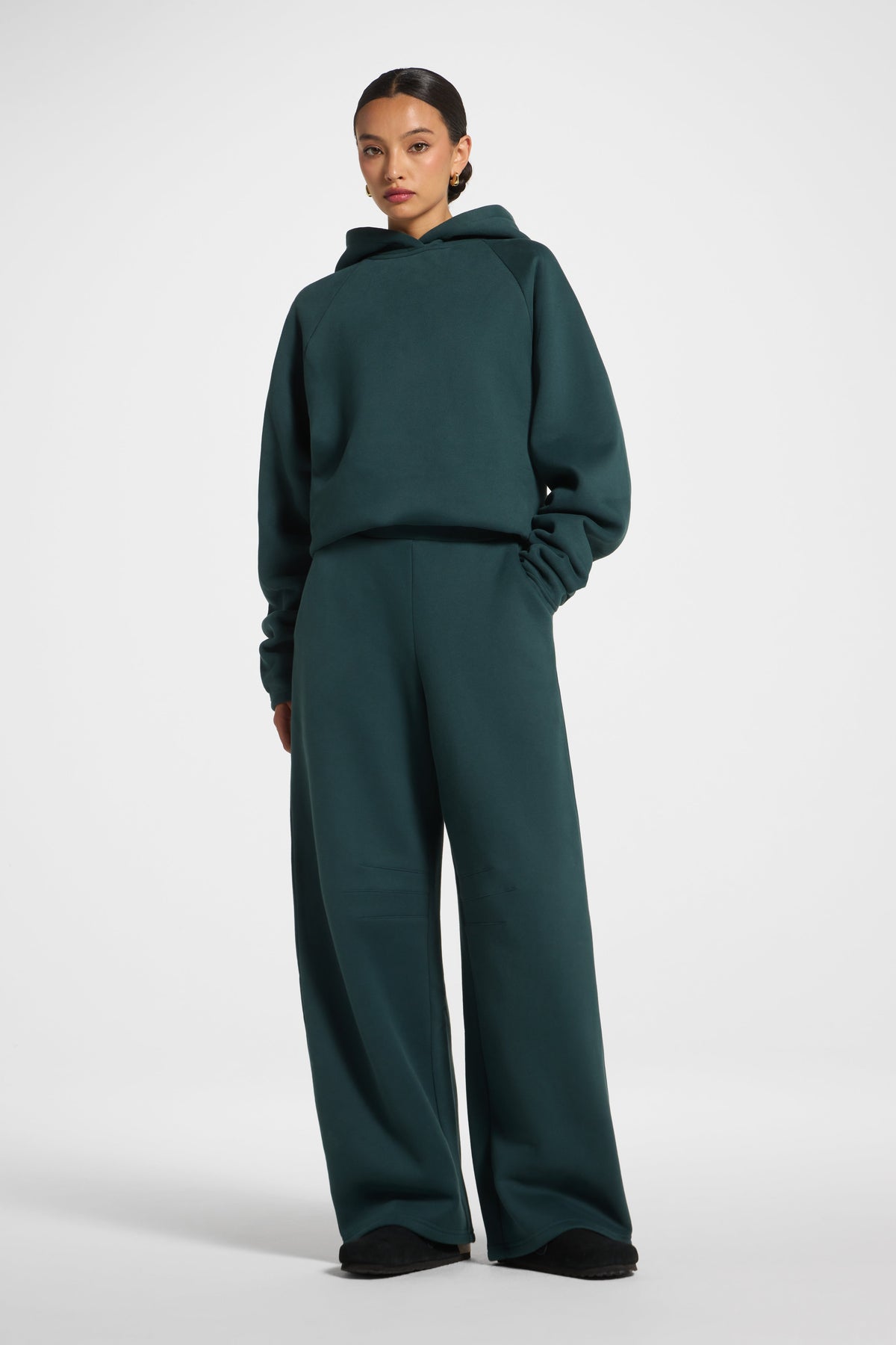 Cotton Pleated Lounge Set - Pine Co-ord Set Veiled 