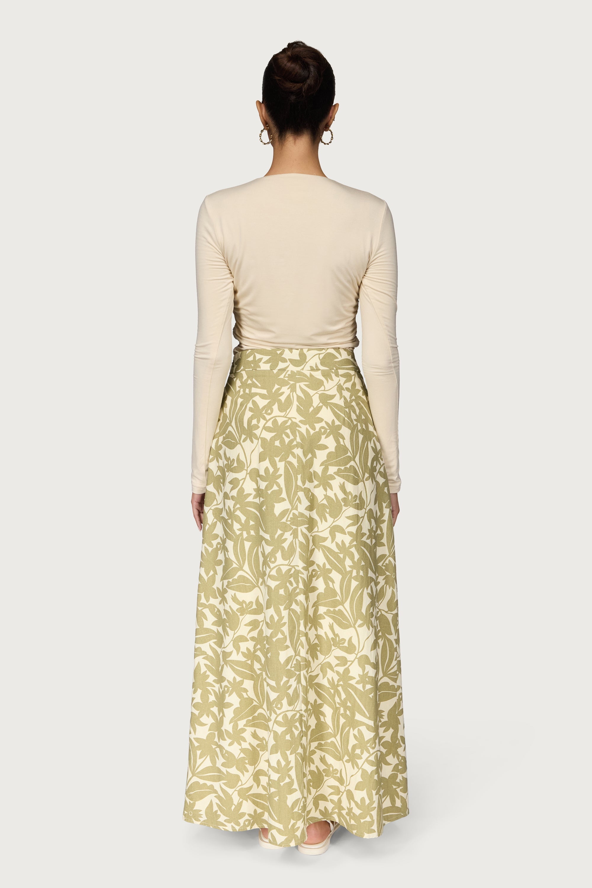 Cotton Printed Maxi Skirt - Green Floral Dresses Veiled 