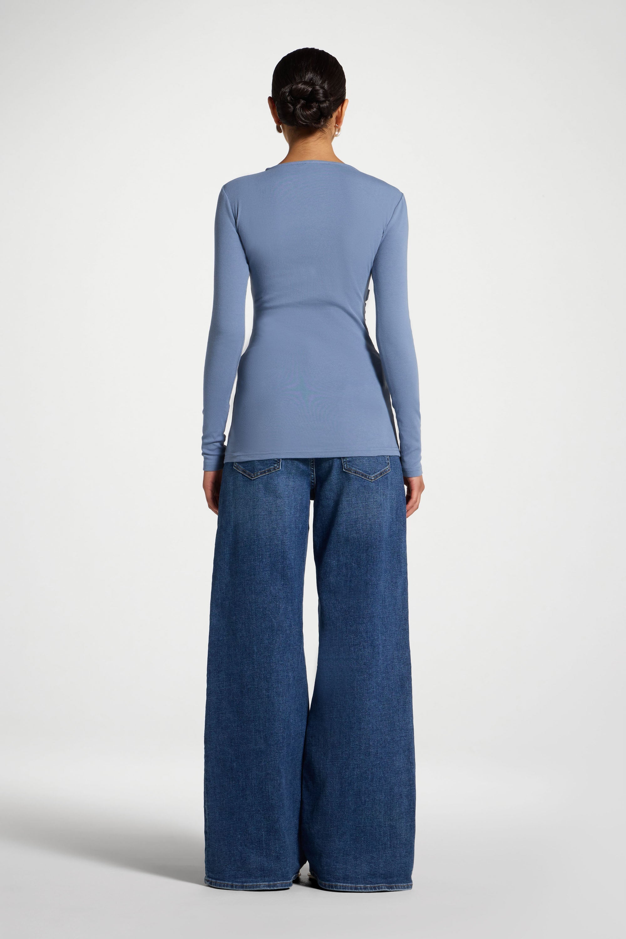 Cotton Side Tie Top - Denim Top Veiled 