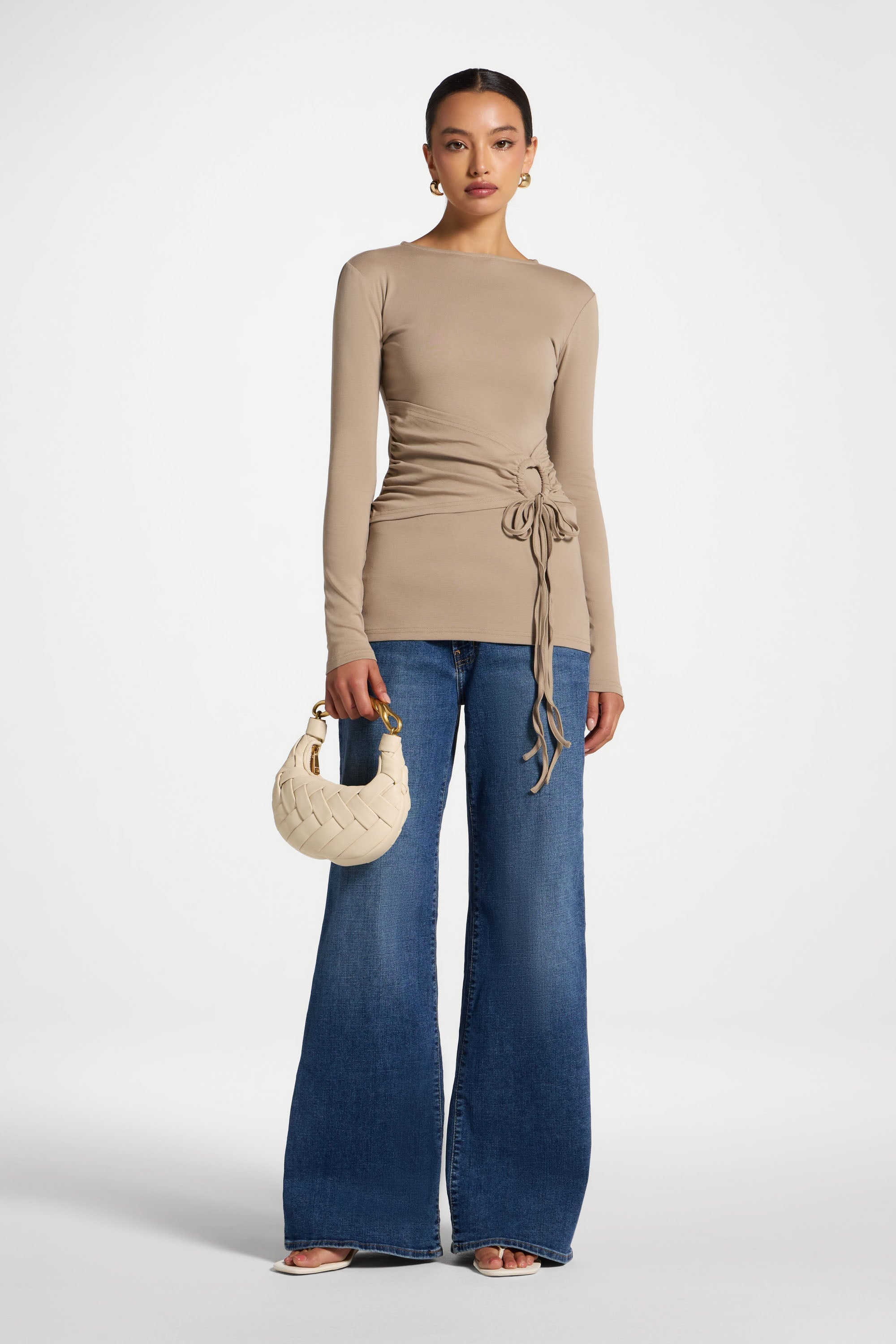 Cotton Side Tie Top - Driftwood Top Veiled 