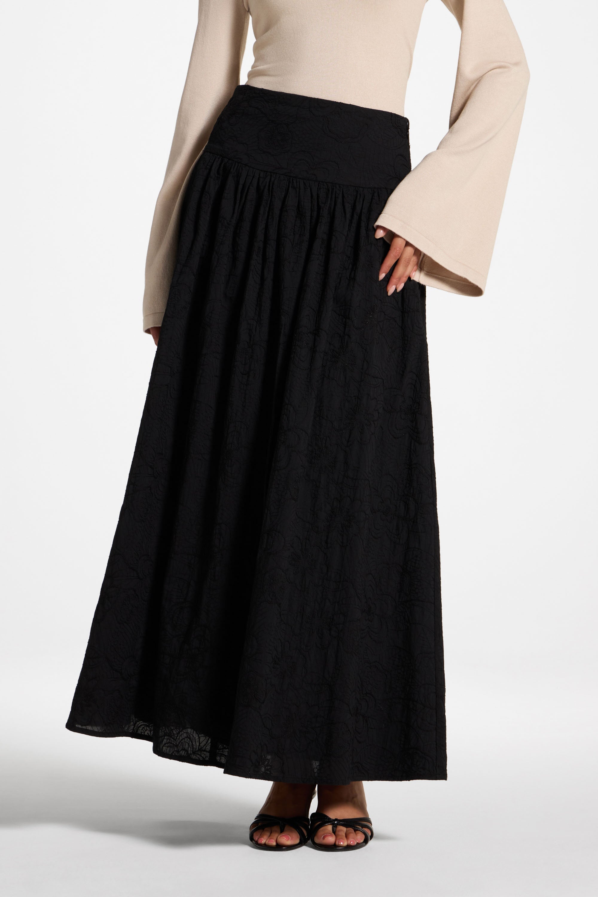 Cotton Skirt - Black Skirt Veiled 