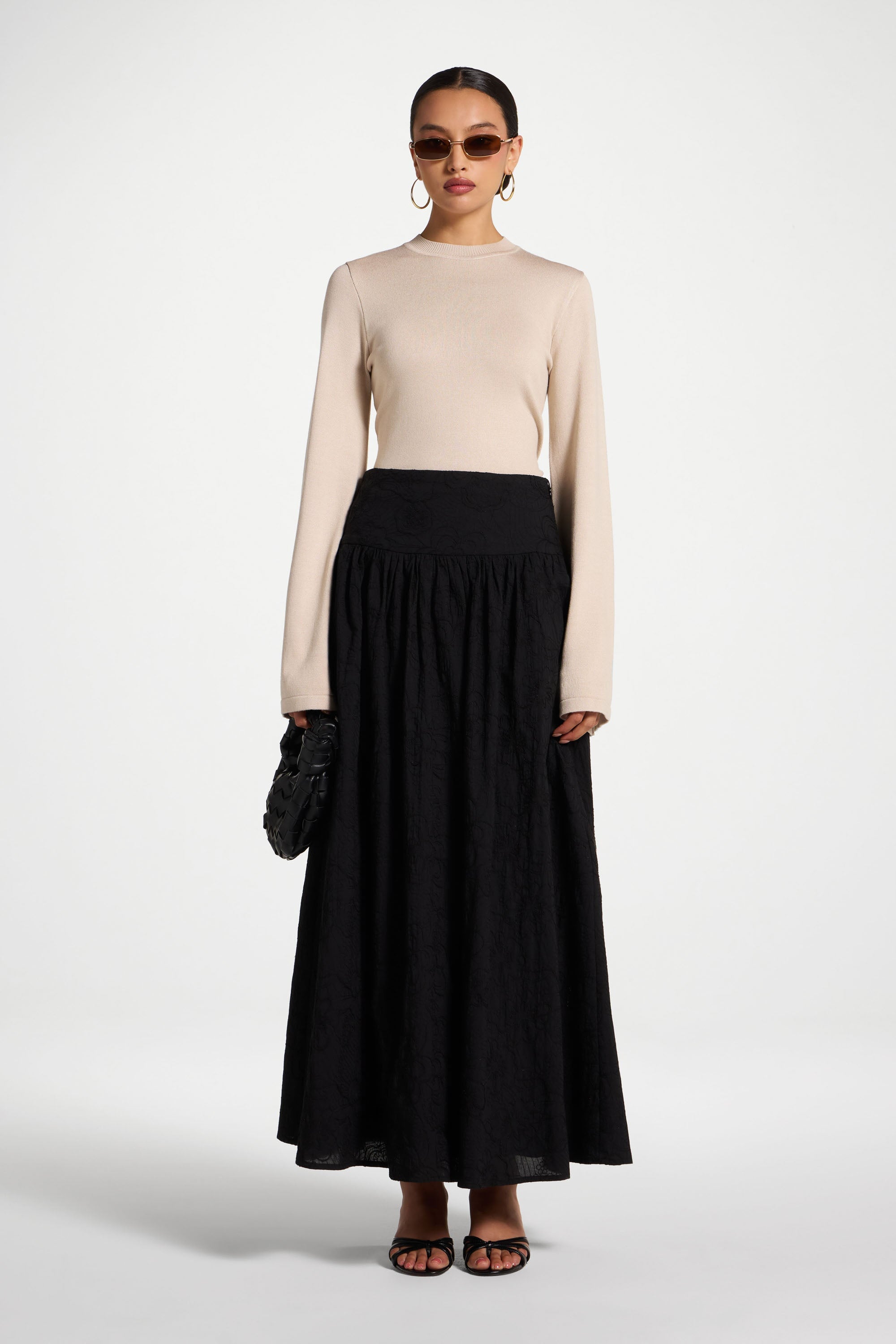 Cotton Skirt - Black Skirt Veiled 