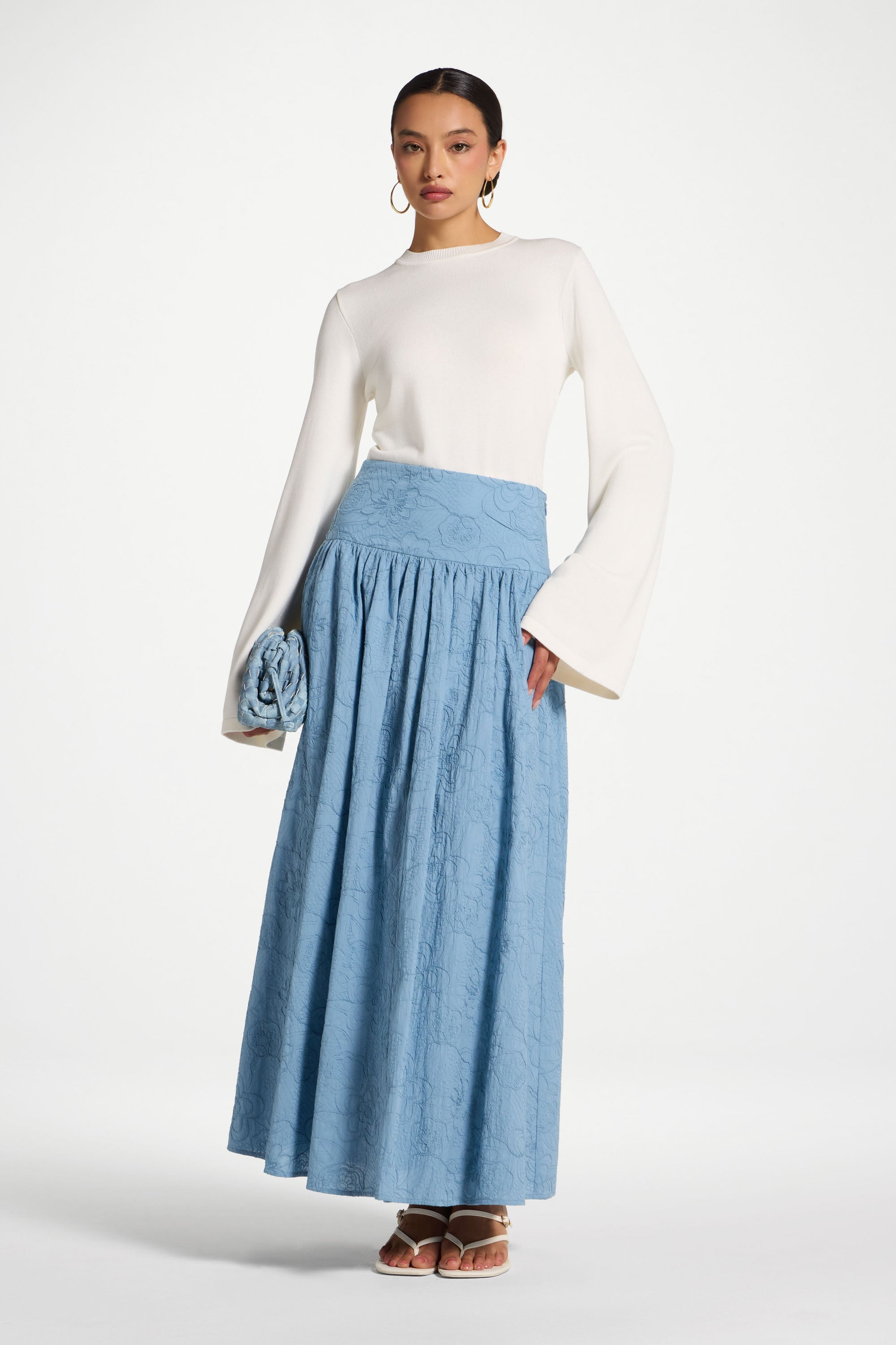 Cotton Skirt - Blue Skirt Veiled 