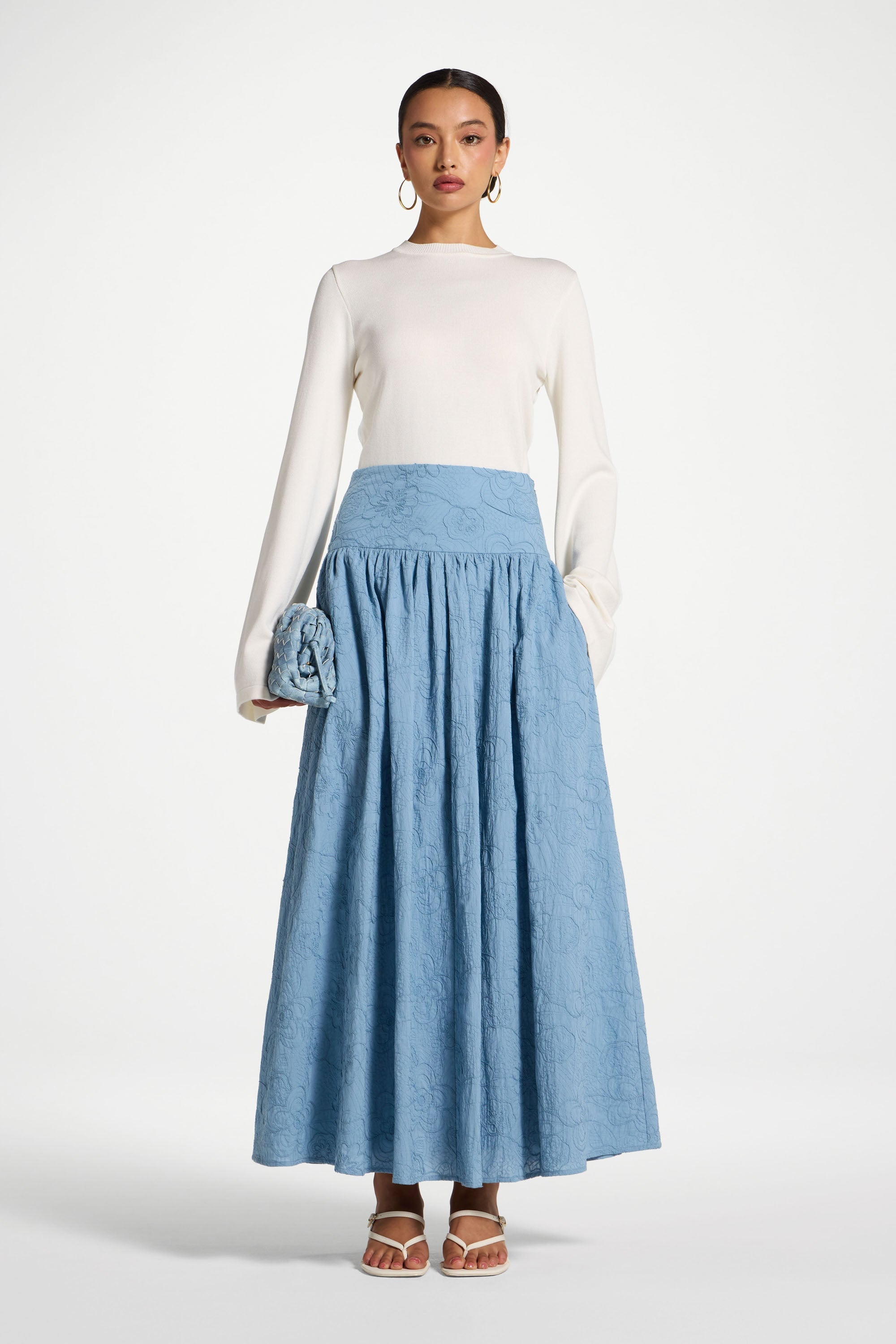 Cotton Skirt - Blue Skirt Veiled 
