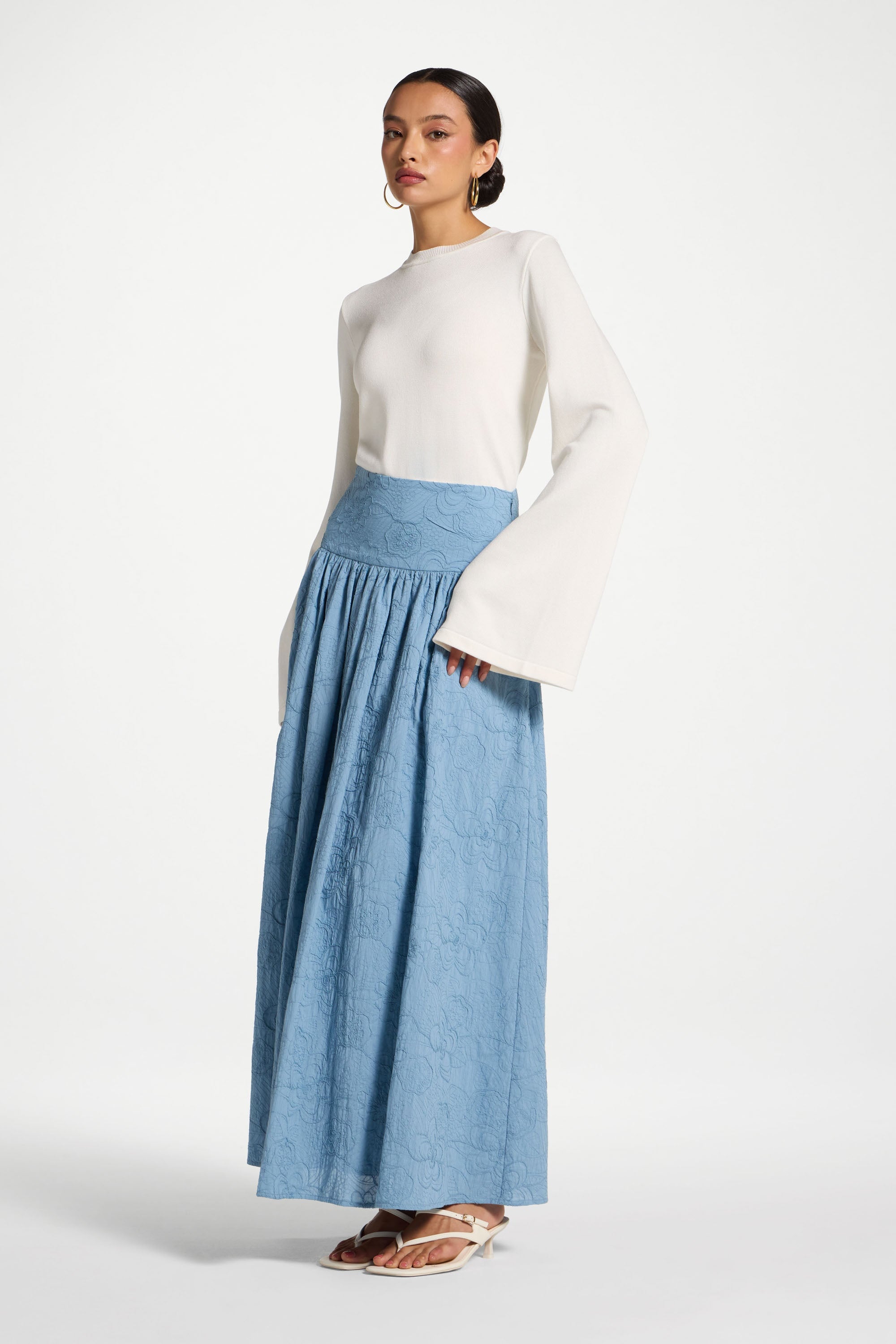Cotton Skirt - Blue Skirt Veiled 