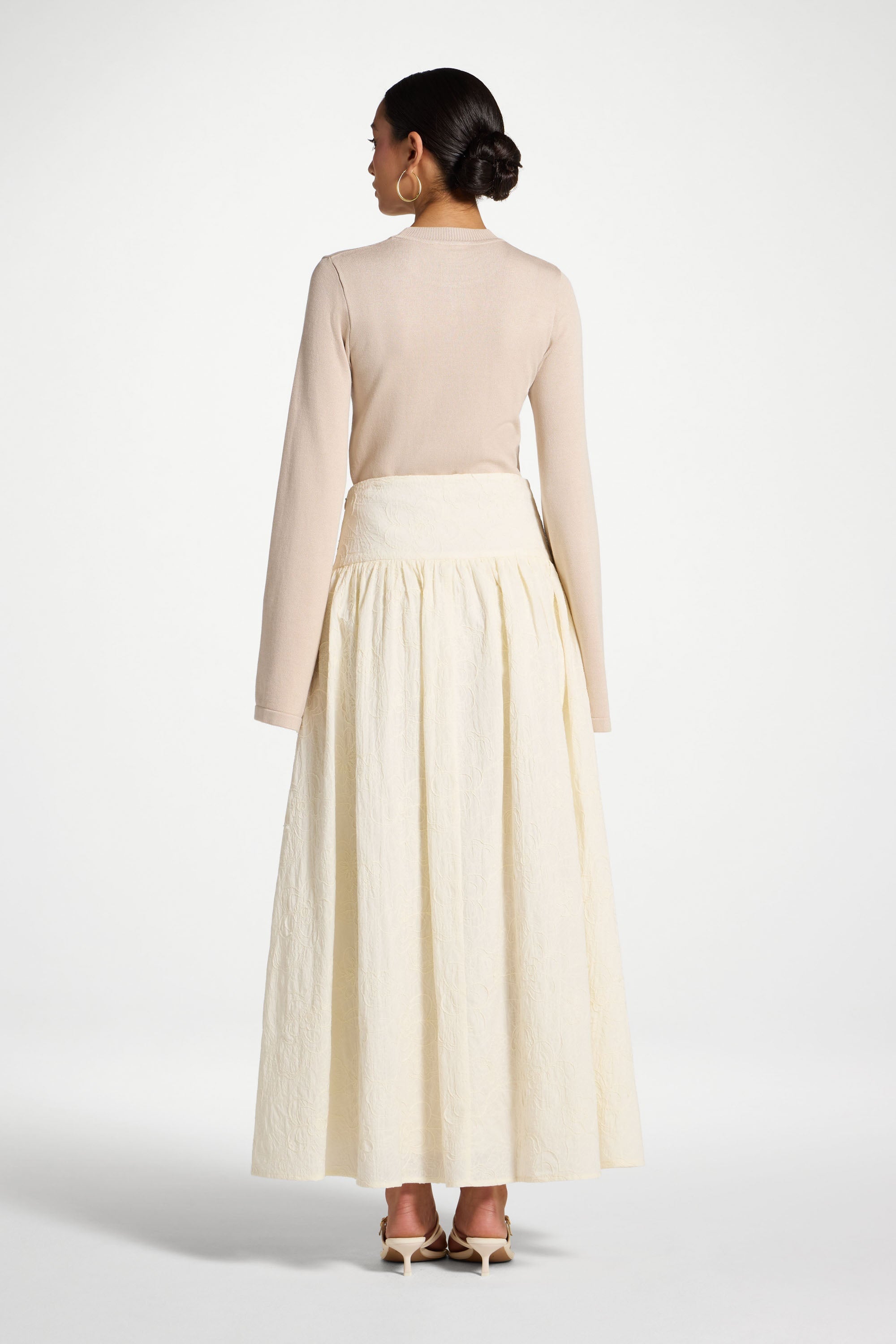 Cotton Skirt - White Skirt Veiled 