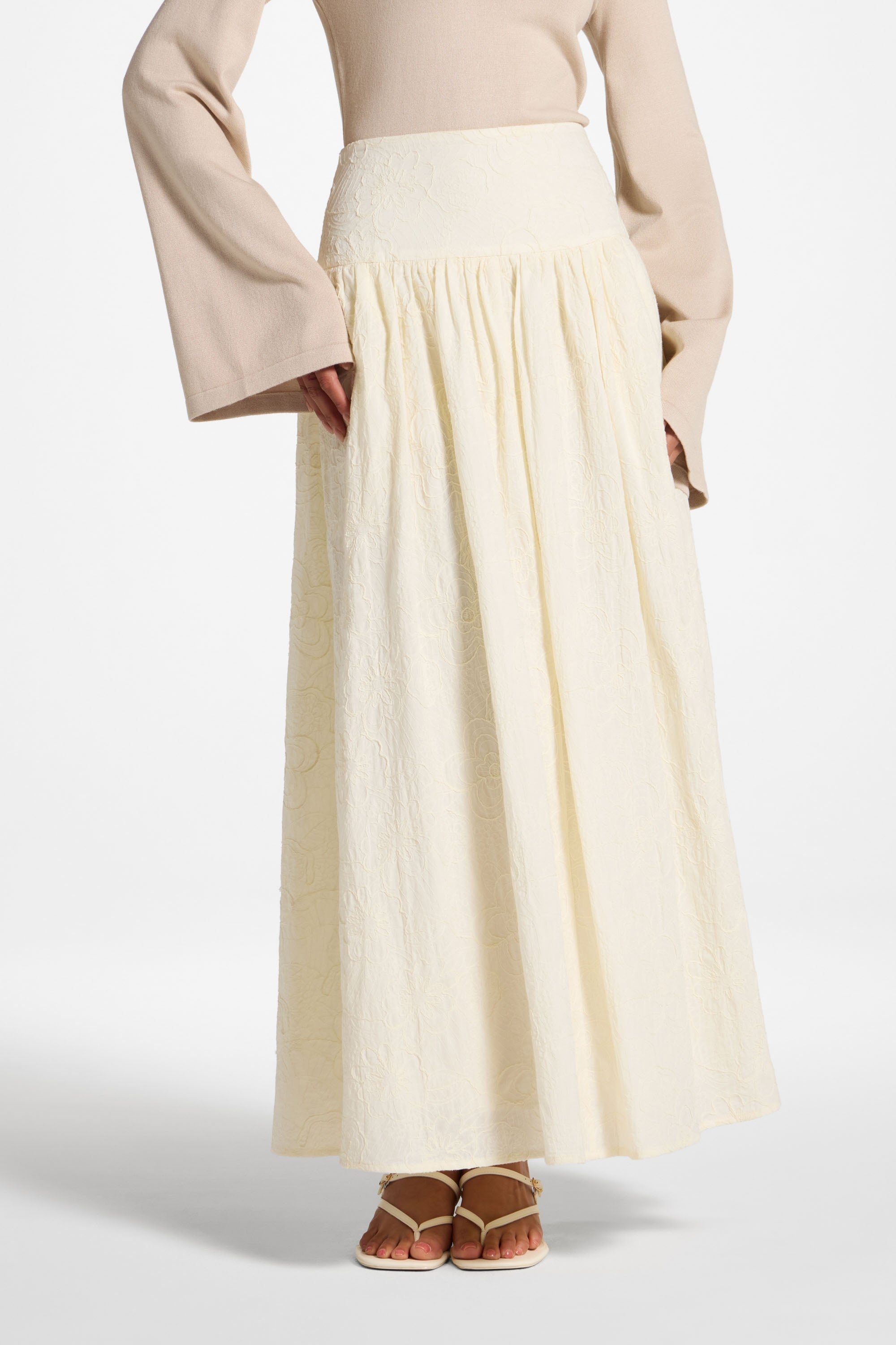 Cotton Skirt - White Skirt Veiled 