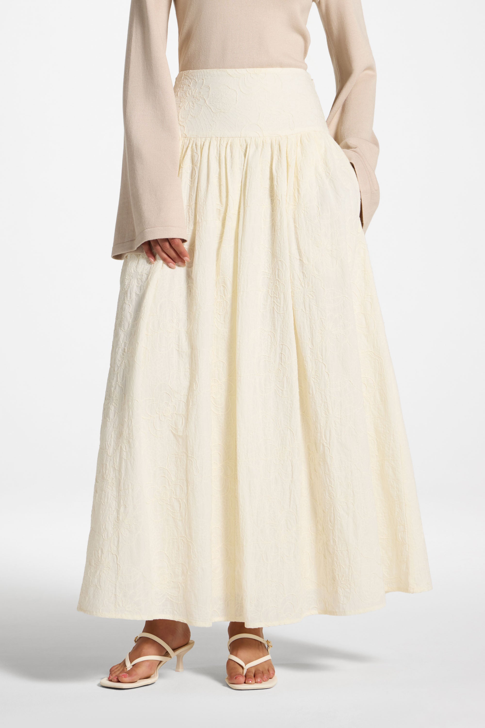 Cotton Skirt - White Skirt Veiled 