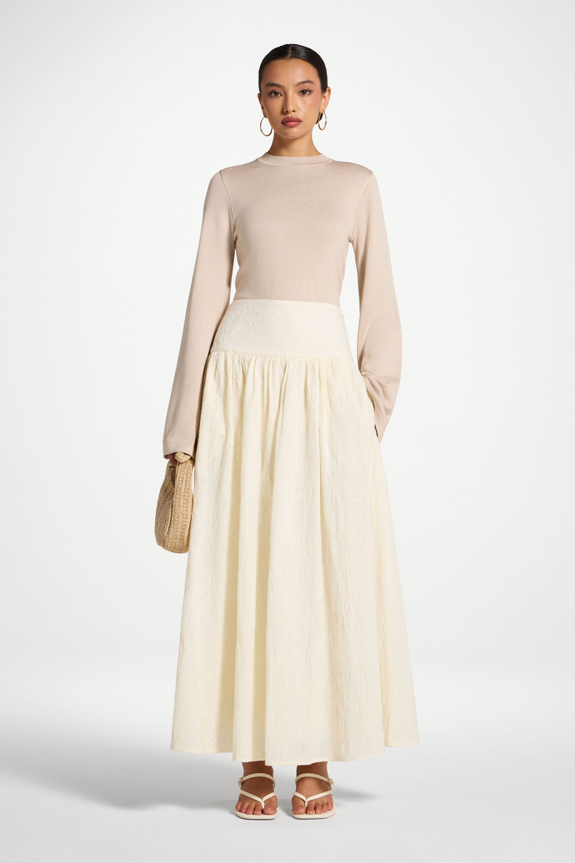 Cotton Skirt - White Skirt Veiled 