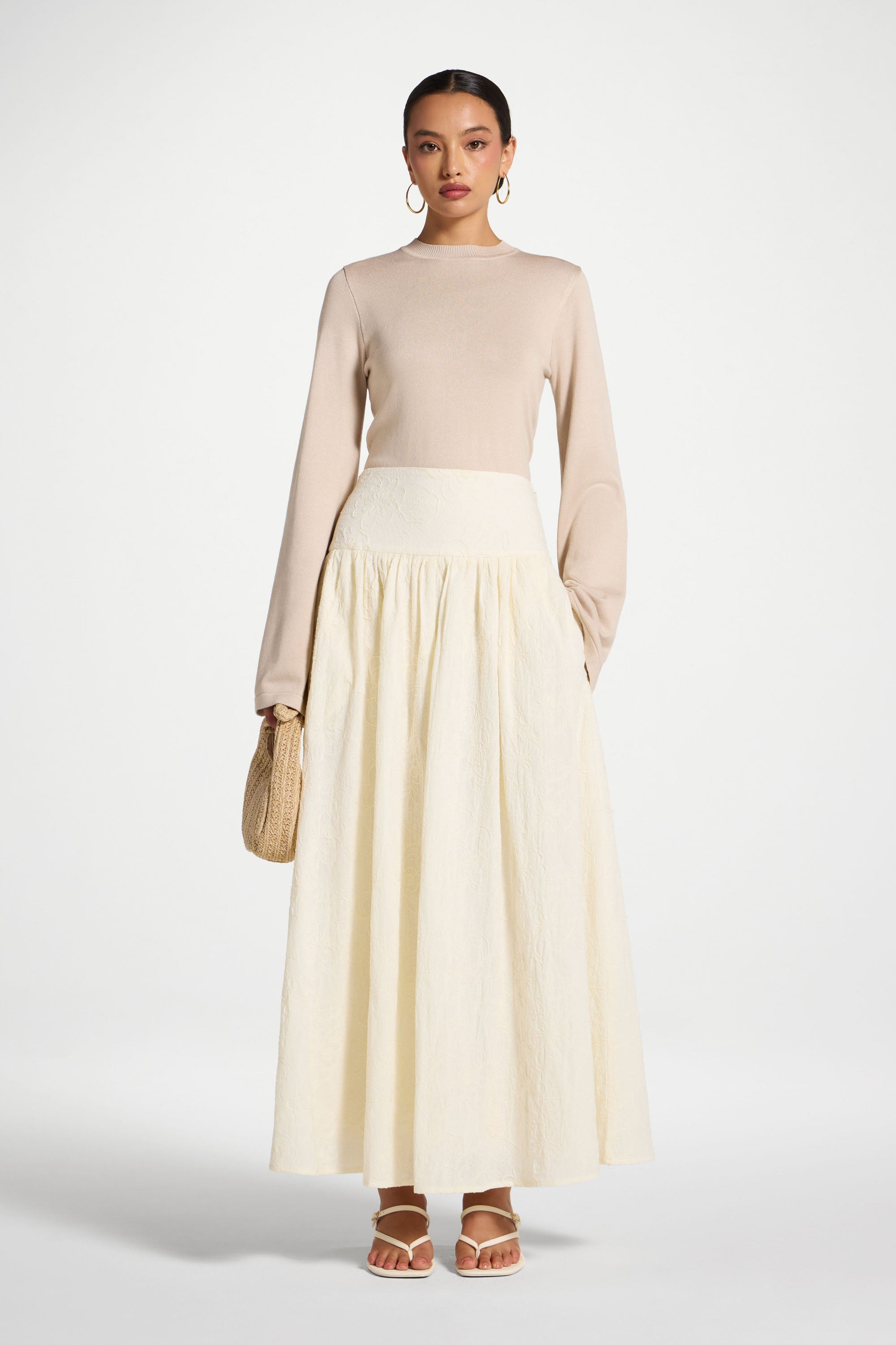 Cotton Skirt - White Skirt Veiled 