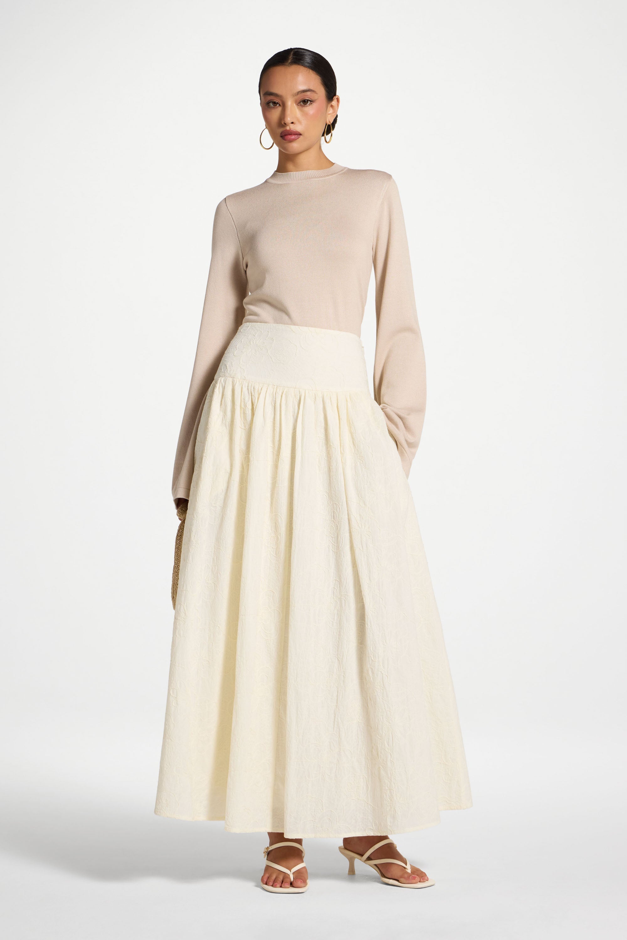 Cotton Skirt - White Skirt Veiled 
