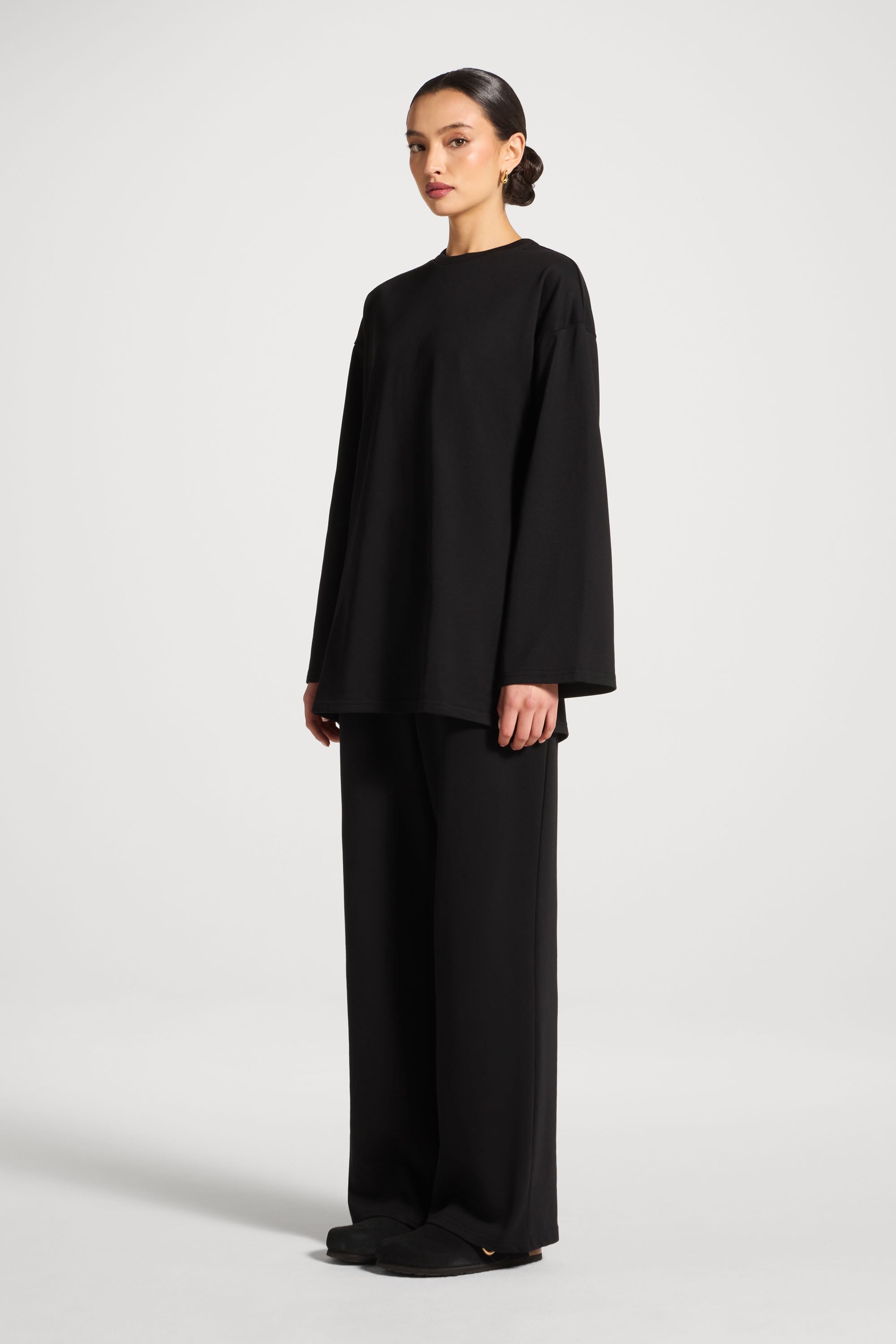 Cotton Sweatshirt Top - Black Abayas Veiled 