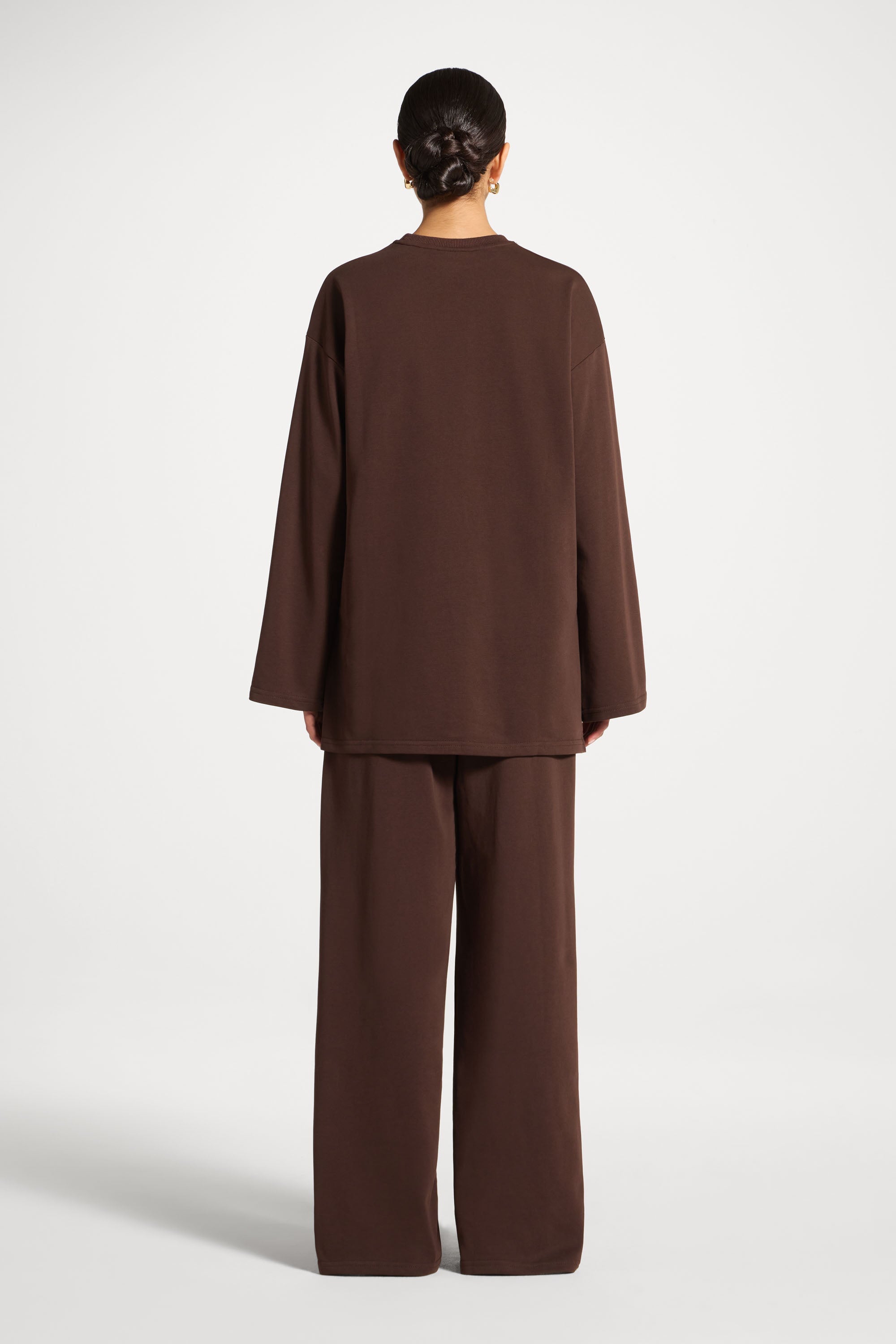 Cotton Sweatshirt Top - Coffee Abayas Veiled 