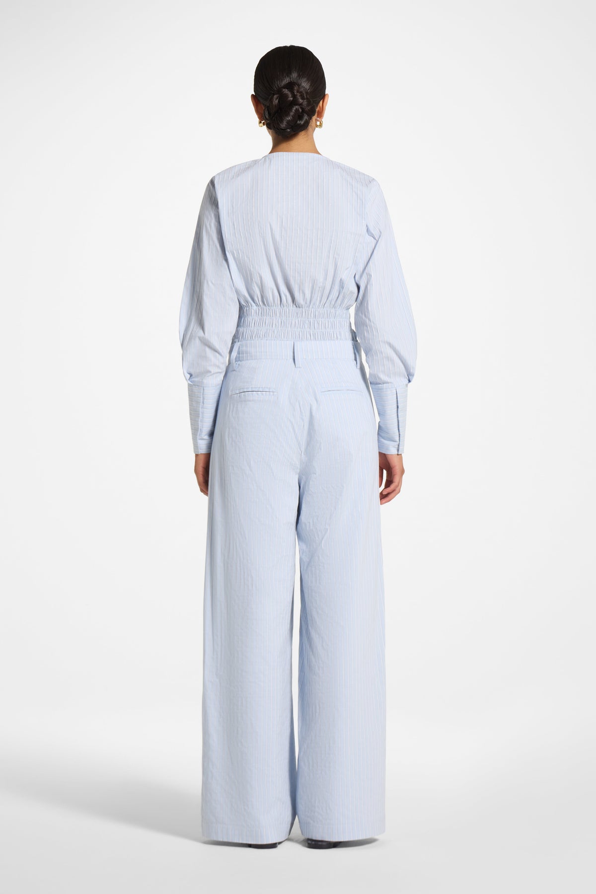 Cotton Wide Leg Pant - Blue Pants Veiled 