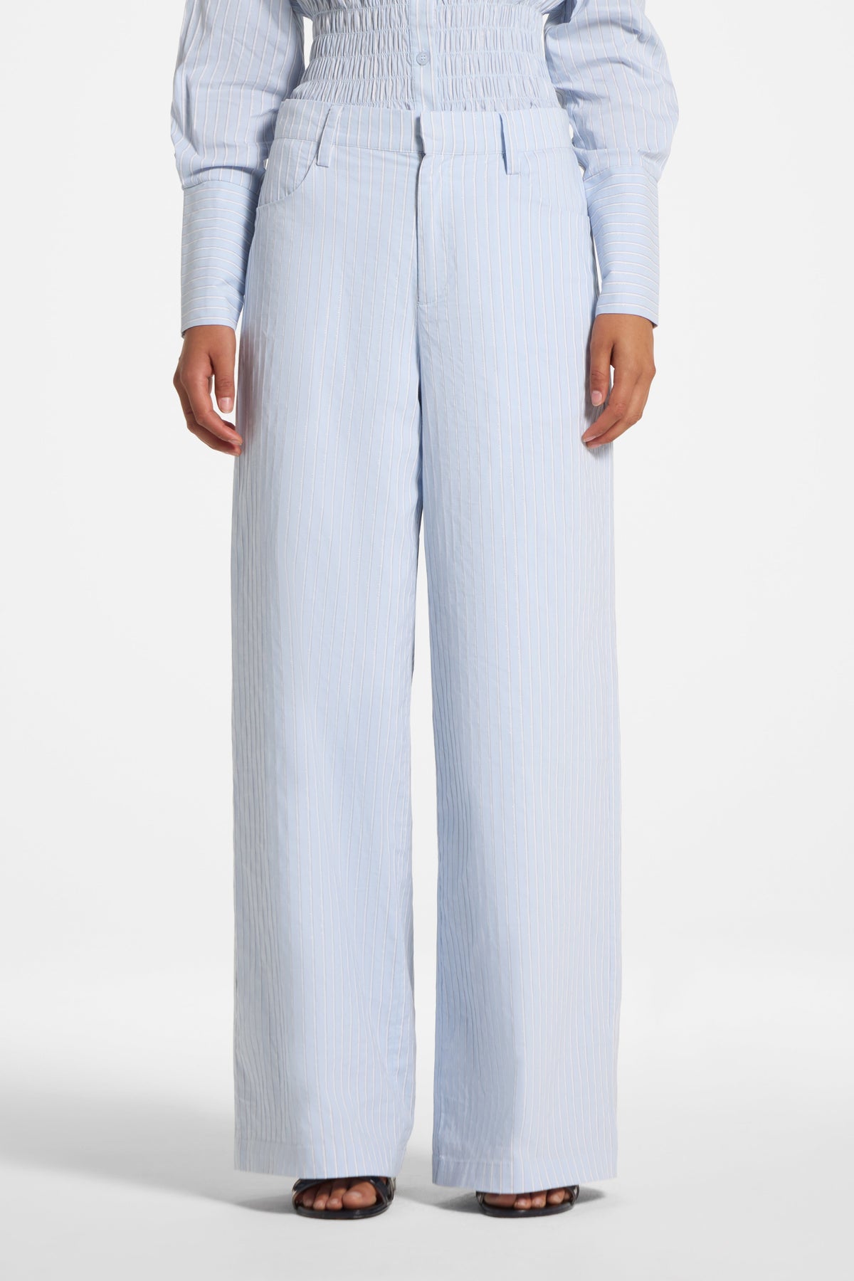 Cotton Wide Leg Pant - Blue Pants Veiled 