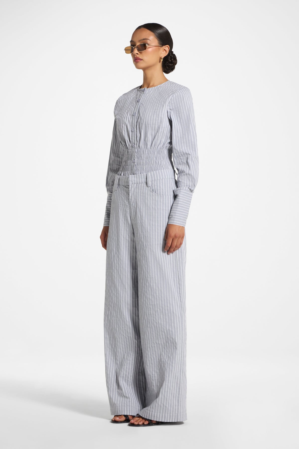Cotton Wide Leg Pant - Slate Pants Veiled 
