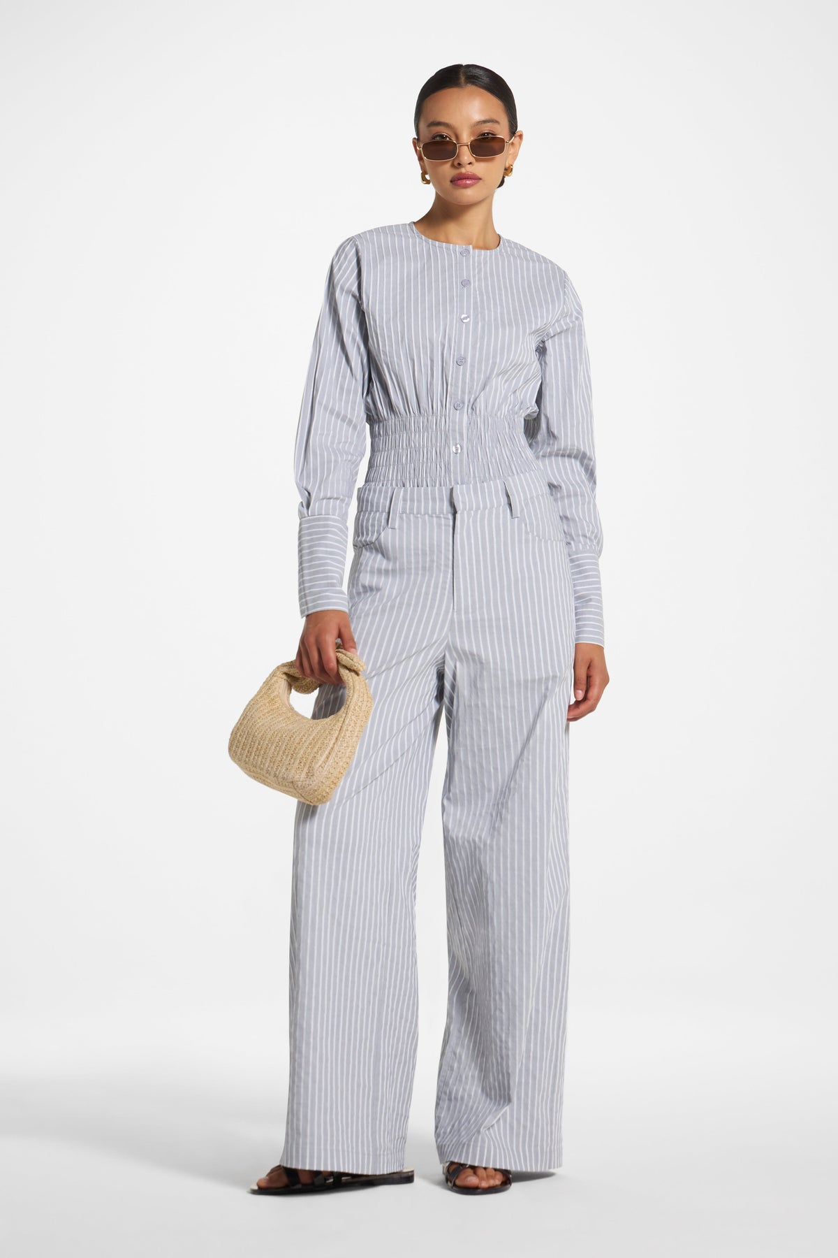 Cotton Wide Leg Pant - Slate Pants Veiled 